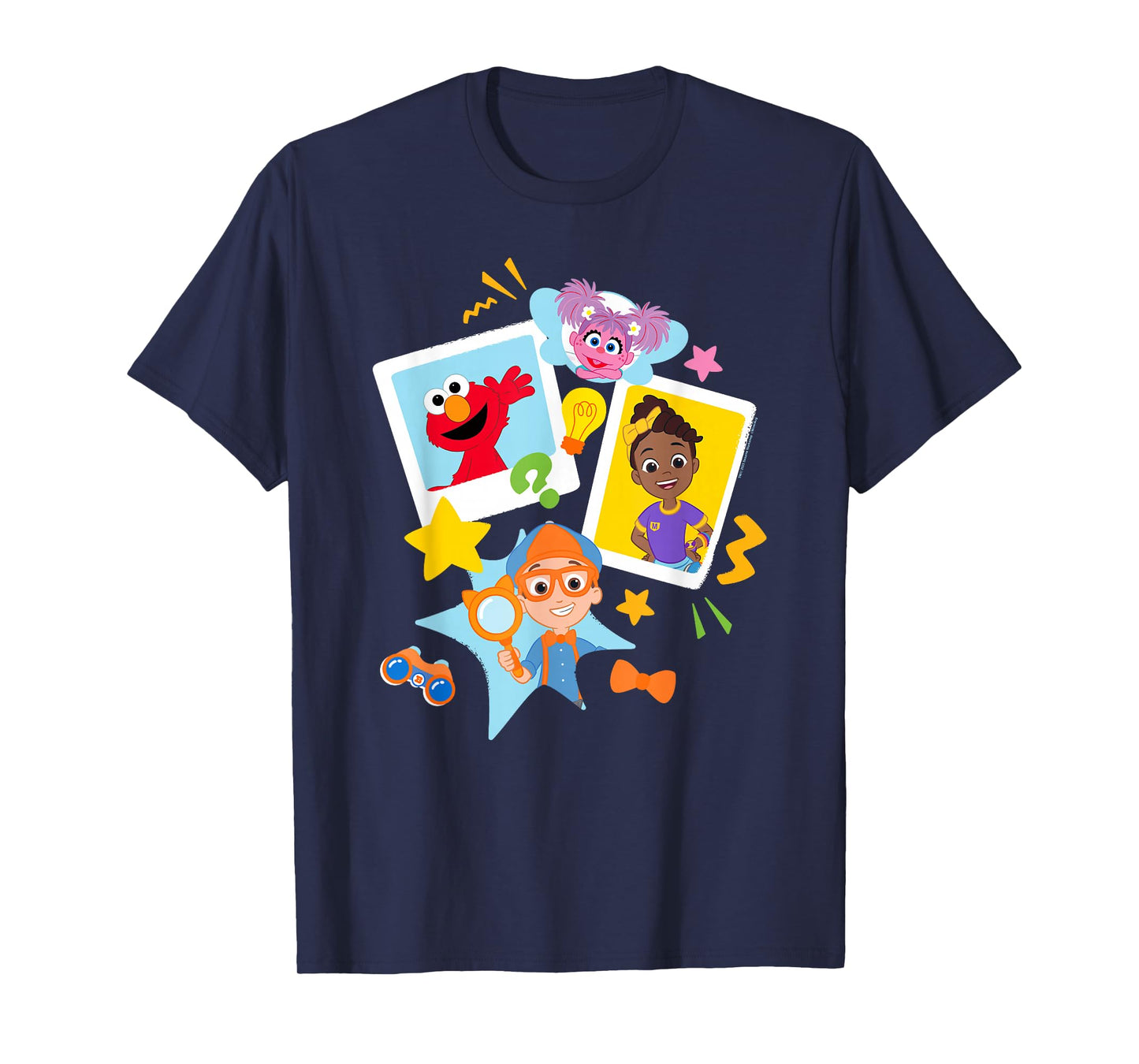 Blippi Sesame Street Cute Polaroid Portraits Collage T-Shirt