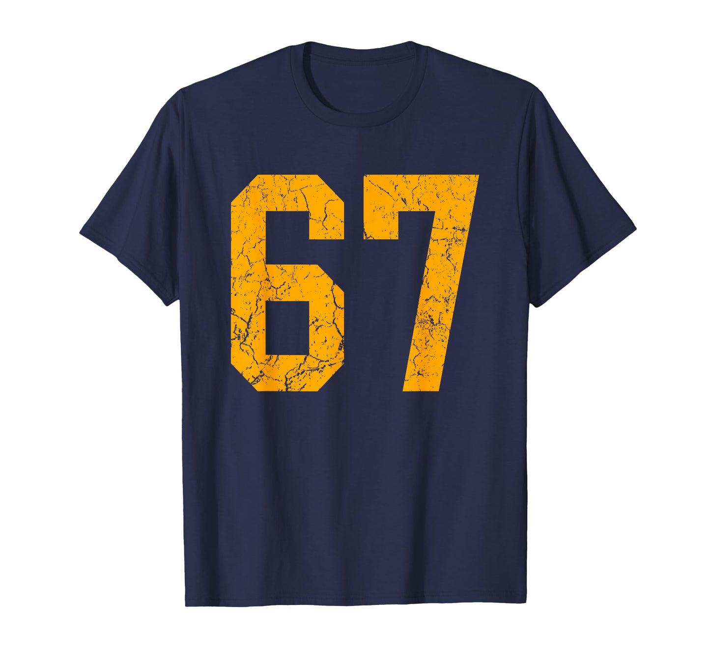 Distressed Orange Number 67 Jersey Player Uniform #67 T-Shirt