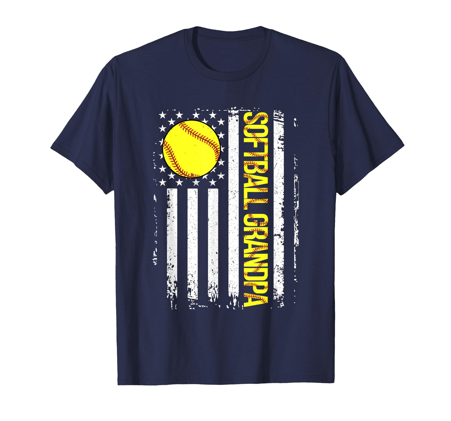 Softball Grandpa American Flag Vintage ic Game Day T-Shirt for Women Men