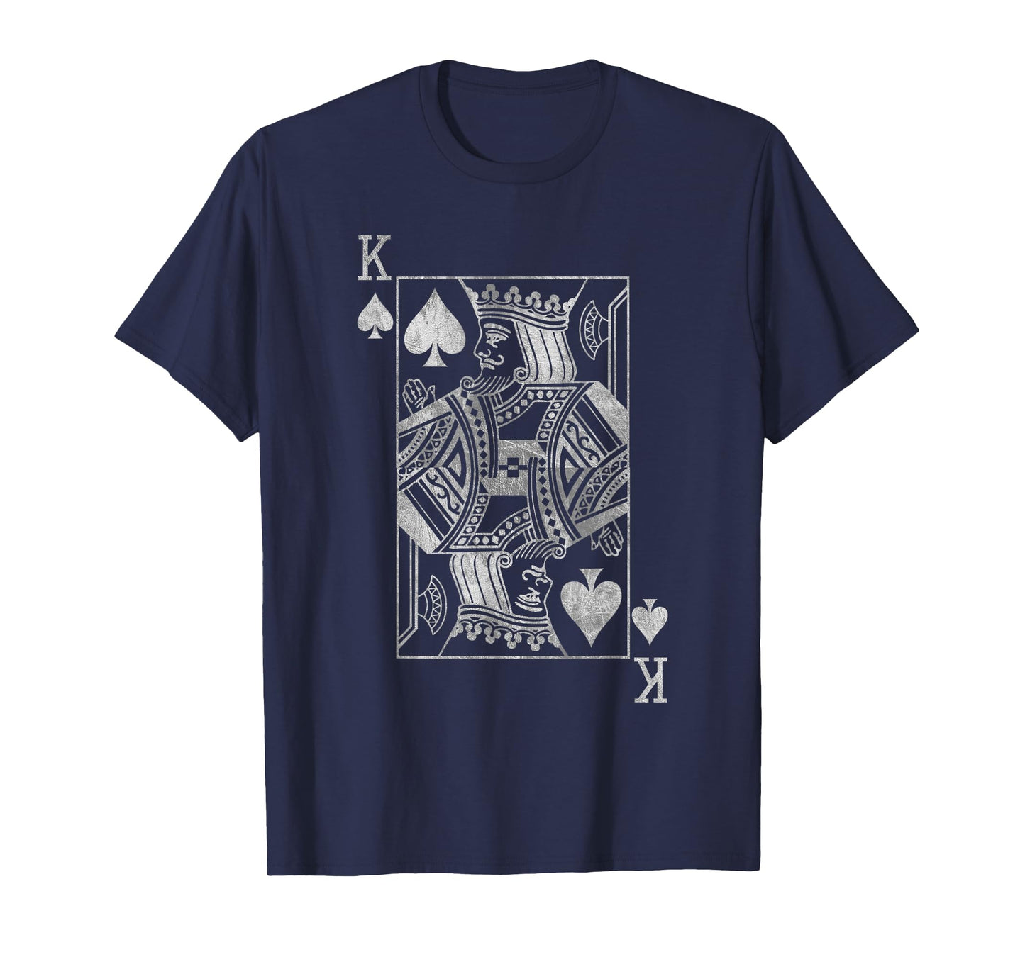 Lucky Poker Cards Knight King of Spade Game Silver Grey T-Shirt