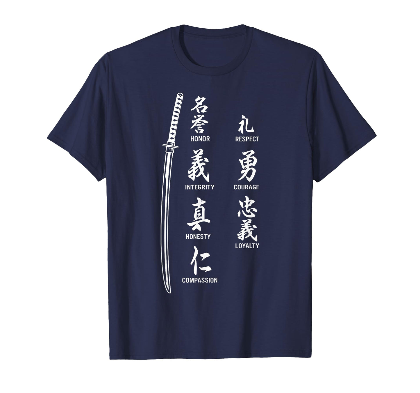 Vintage Japanese Letter Samurai Katana Sword Warrior T-Shirt