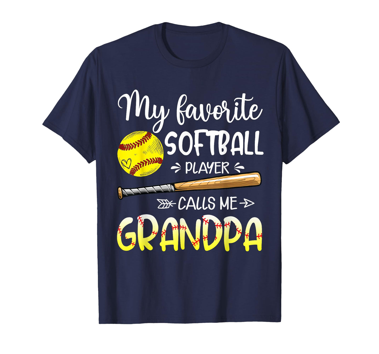 Softball My Favorite Softball Player Calls Me Grandpa T-Shirt
