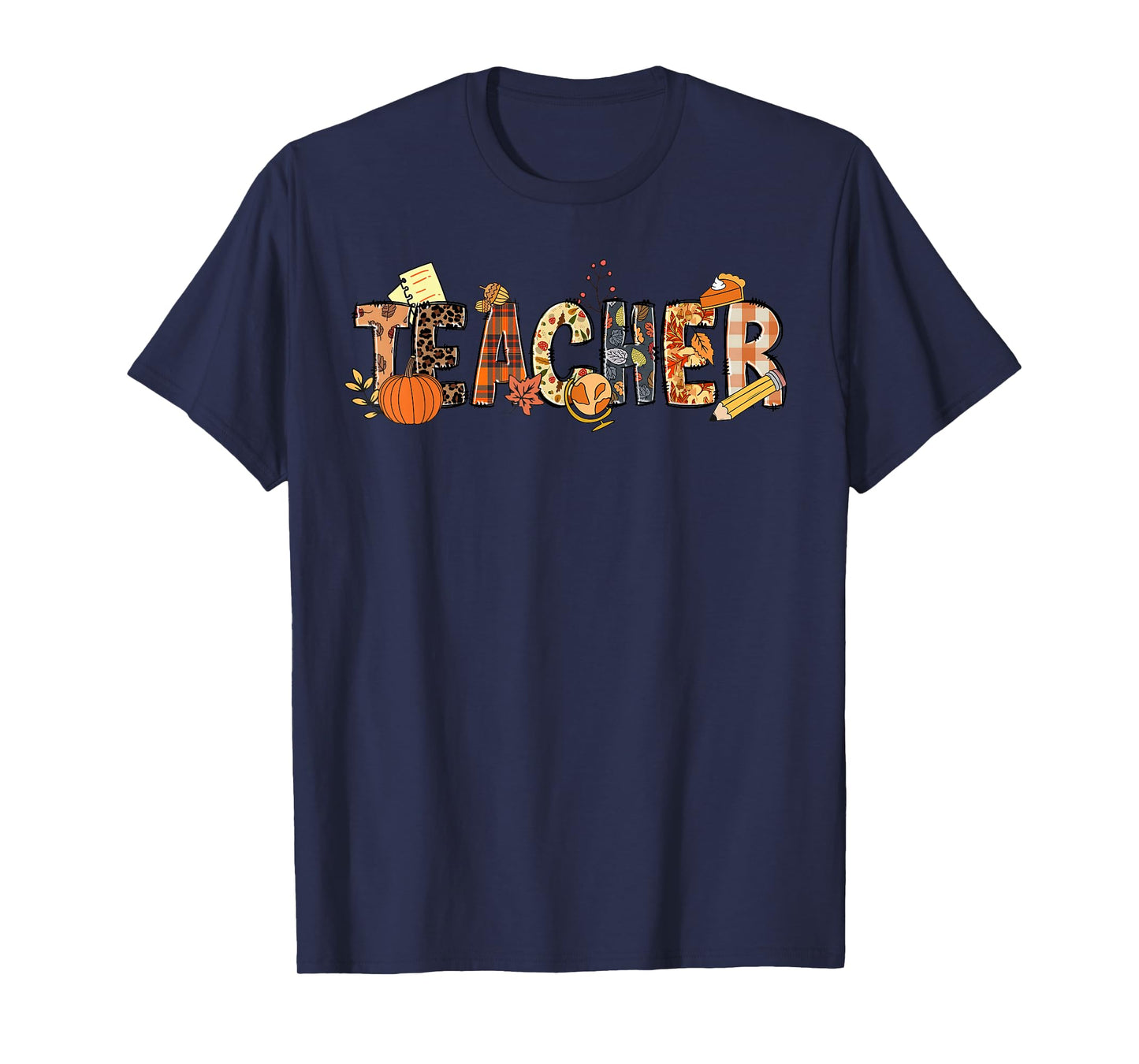 Teacher Thanksgiving Women Autumn Fall Halloween Pumpkin Tee T-Shirt