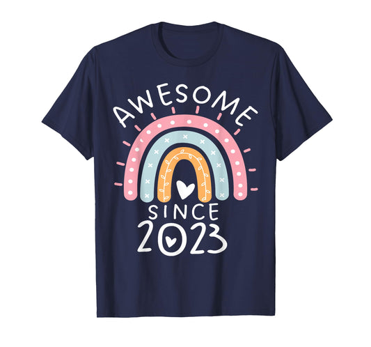 Awesome Since 2023 3rd Birthday Rainbow Girls Born in 2023 T-Shirt