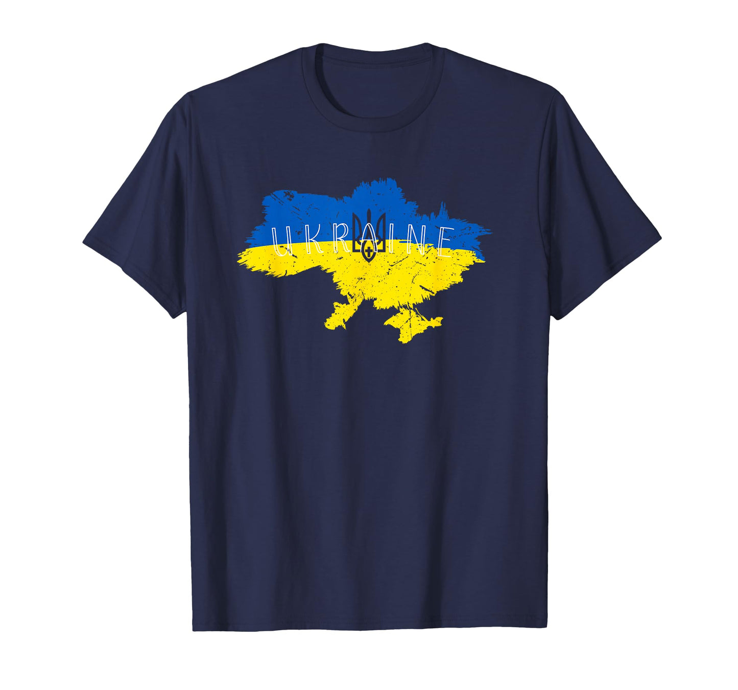 Ukrainian Pride Tryzub Ukraine Map Vintage Retro Flag Art T-Shirt