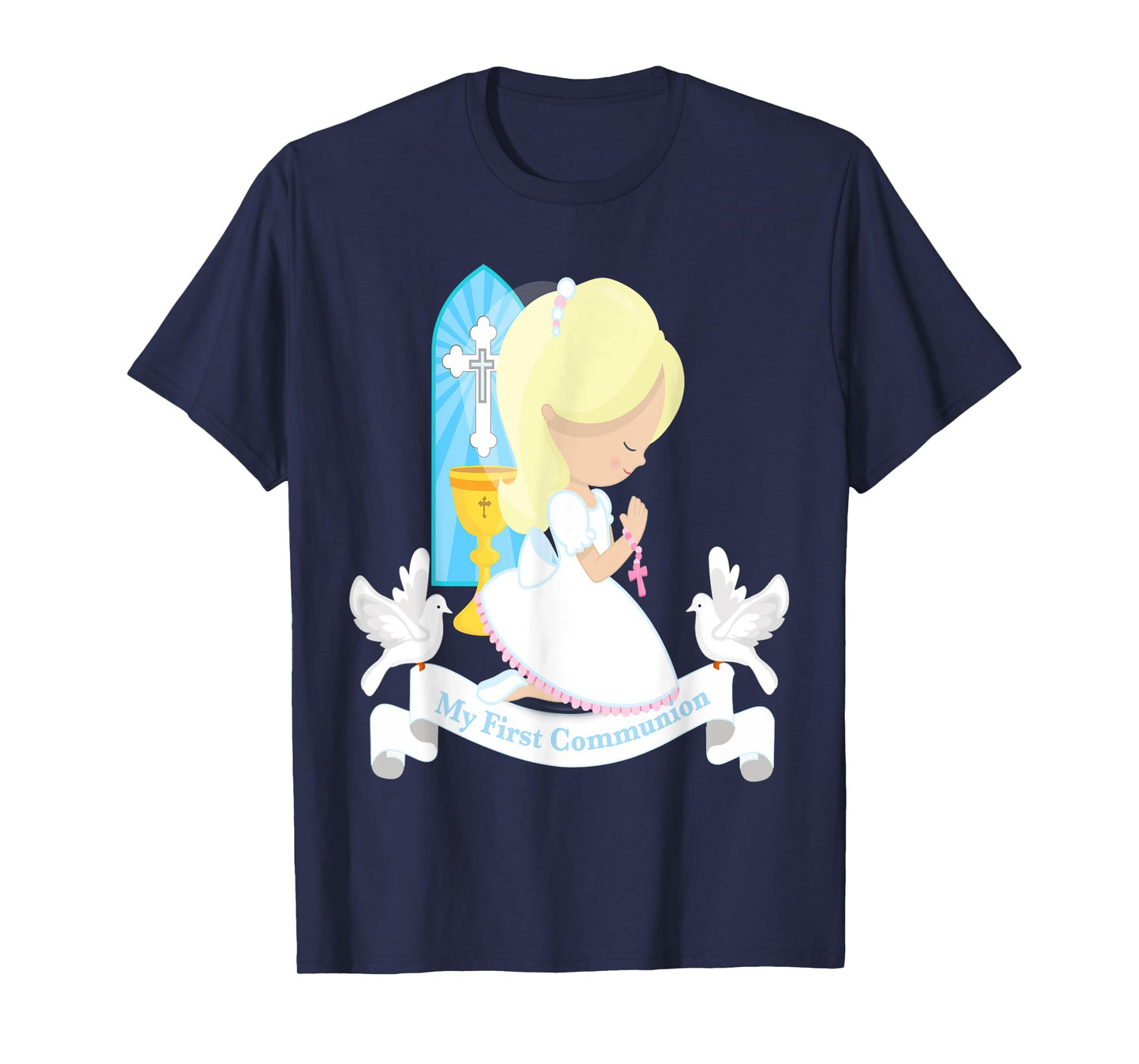 My First Communion Shirt Gift Cute Kids Daughter Girl Blonde T-Shirt