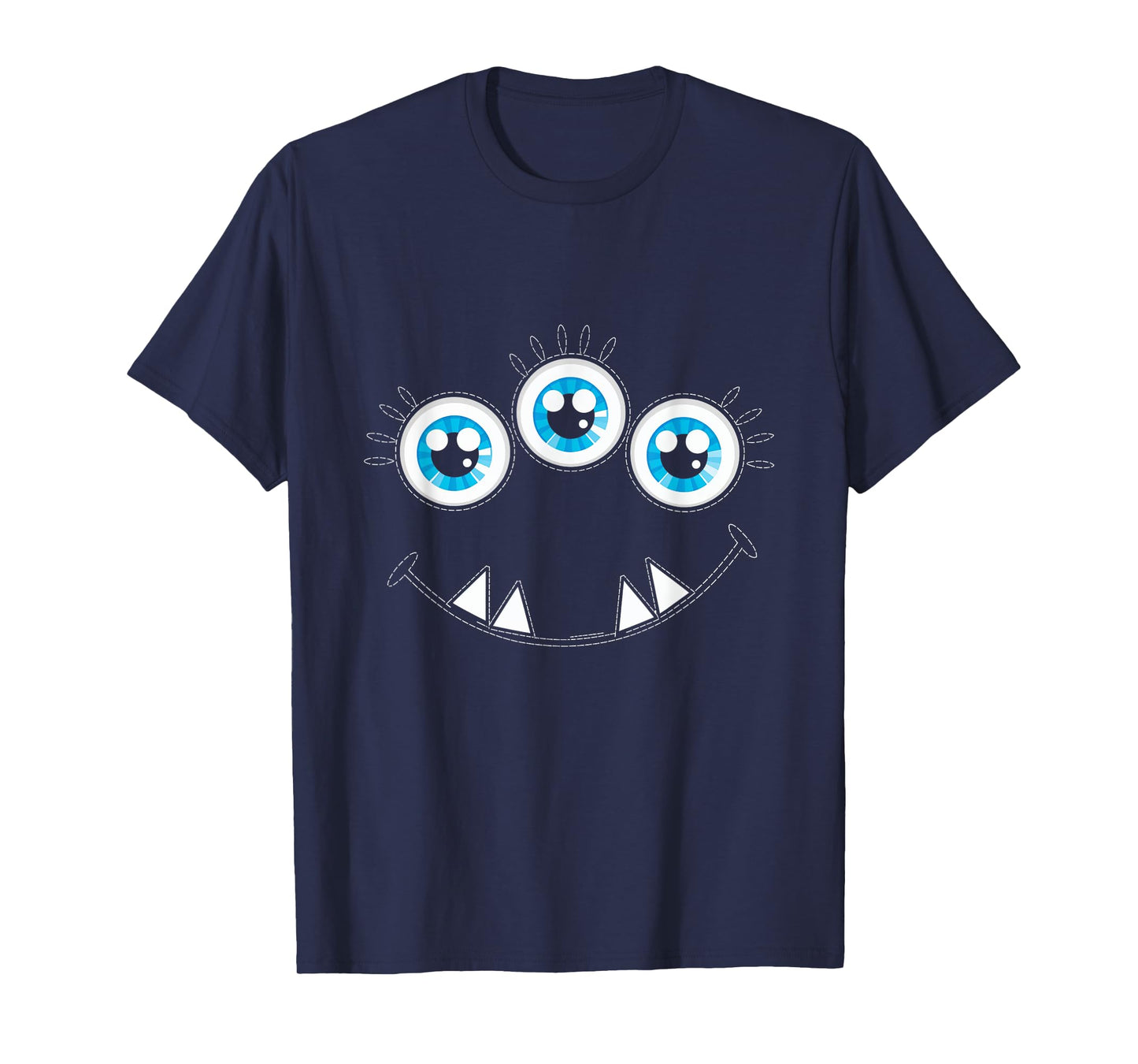 Three Eyed Monster Face Cute Halloween Fun Kids Adults T-Shirt