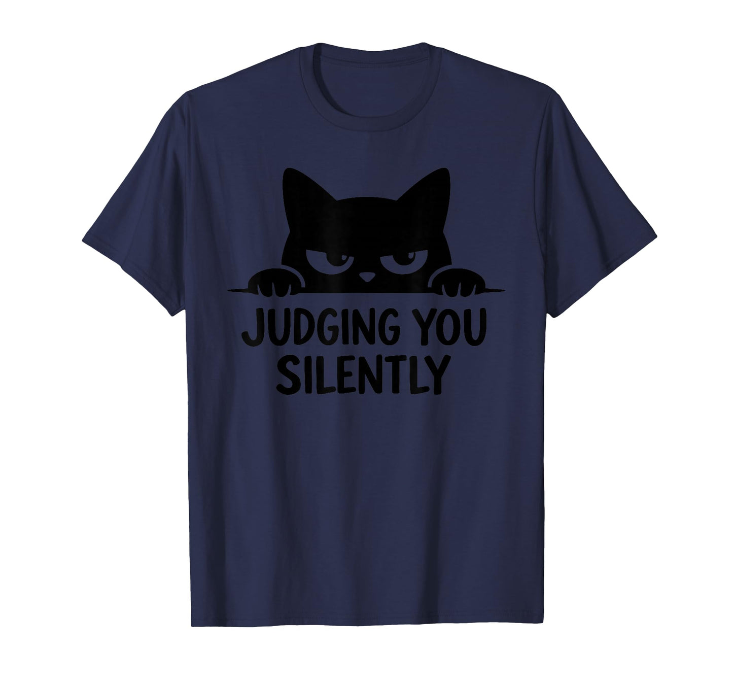 Black Cat for Cat Lover Mom Dad Cat Judging You Silently T-Shirt