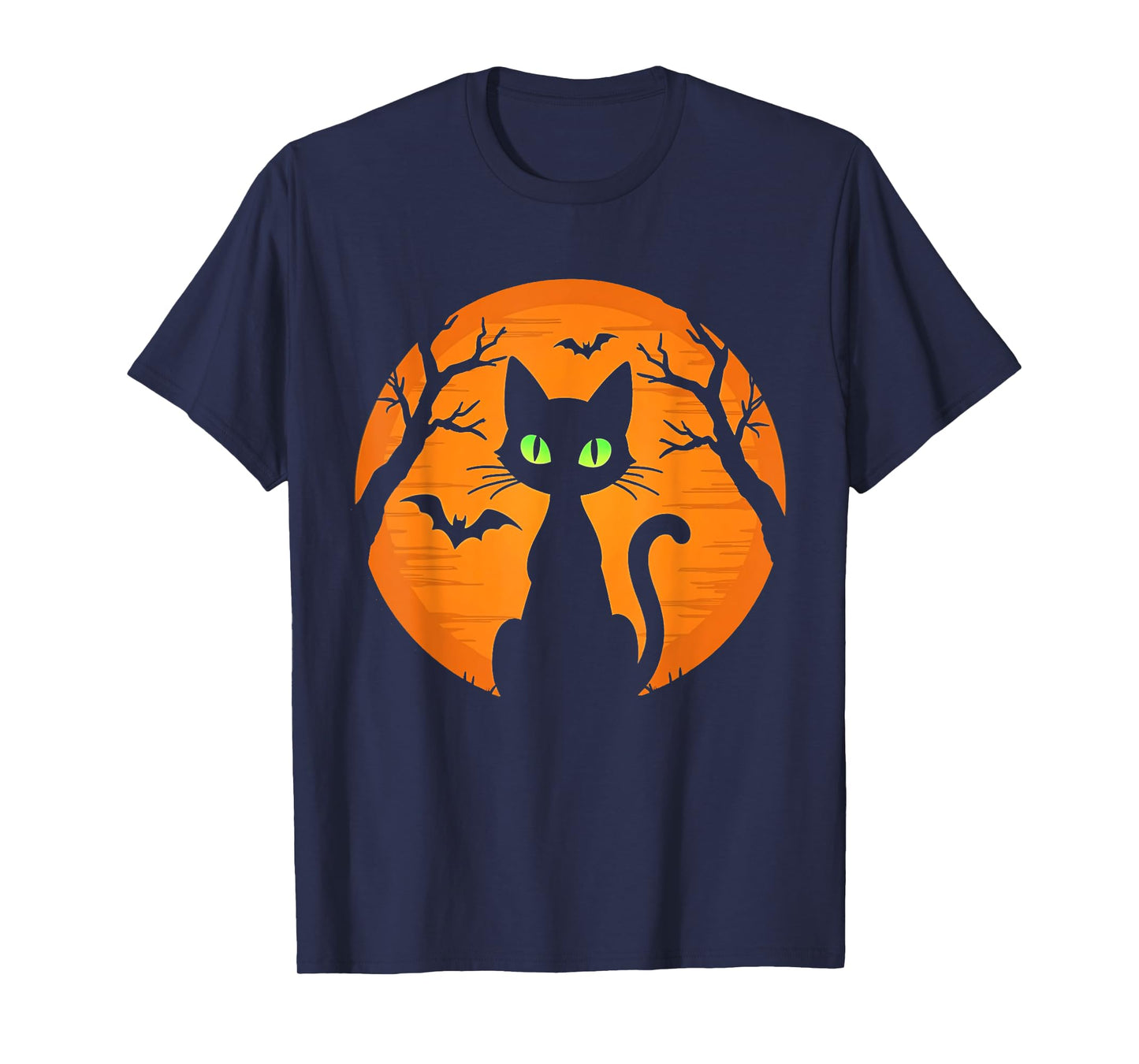 Vintage Scary Halloween black Cat Costume Cat Moon kids T-Shirt