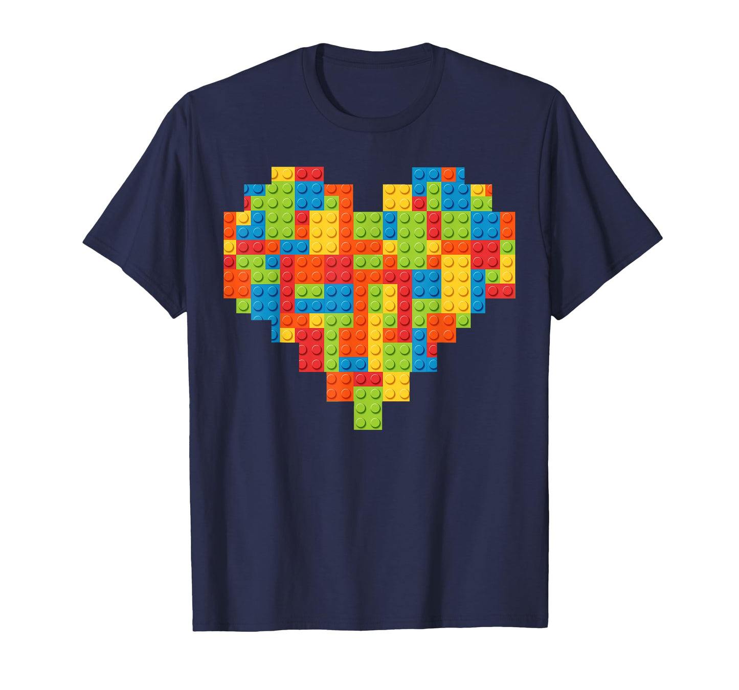 Brick Builder Heart Valentines Block Building Master Builder T-Shirt