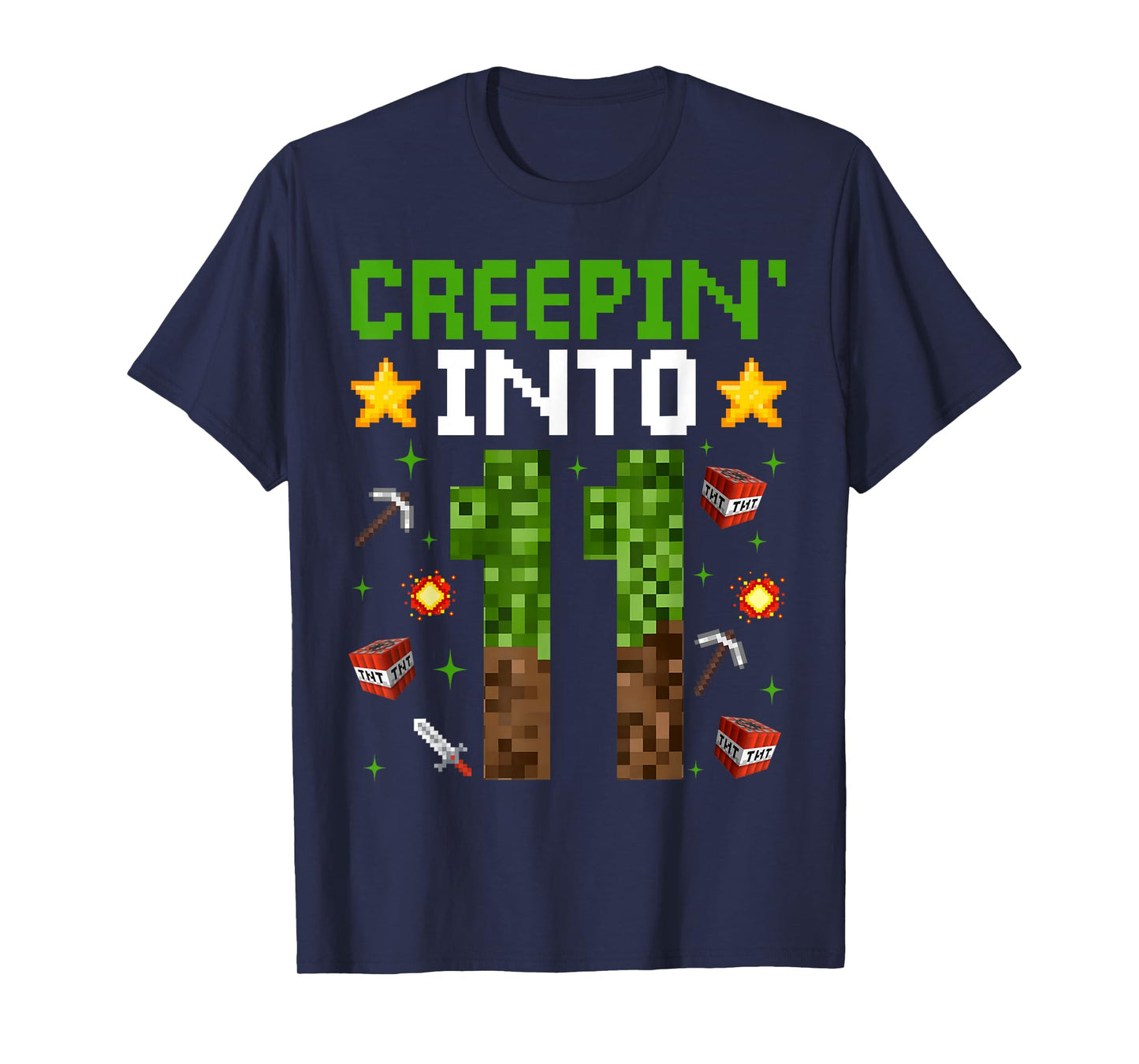 11th Birthday Gamer Pixel Creepin’ Into 11 Video Game Party T-Shirt
