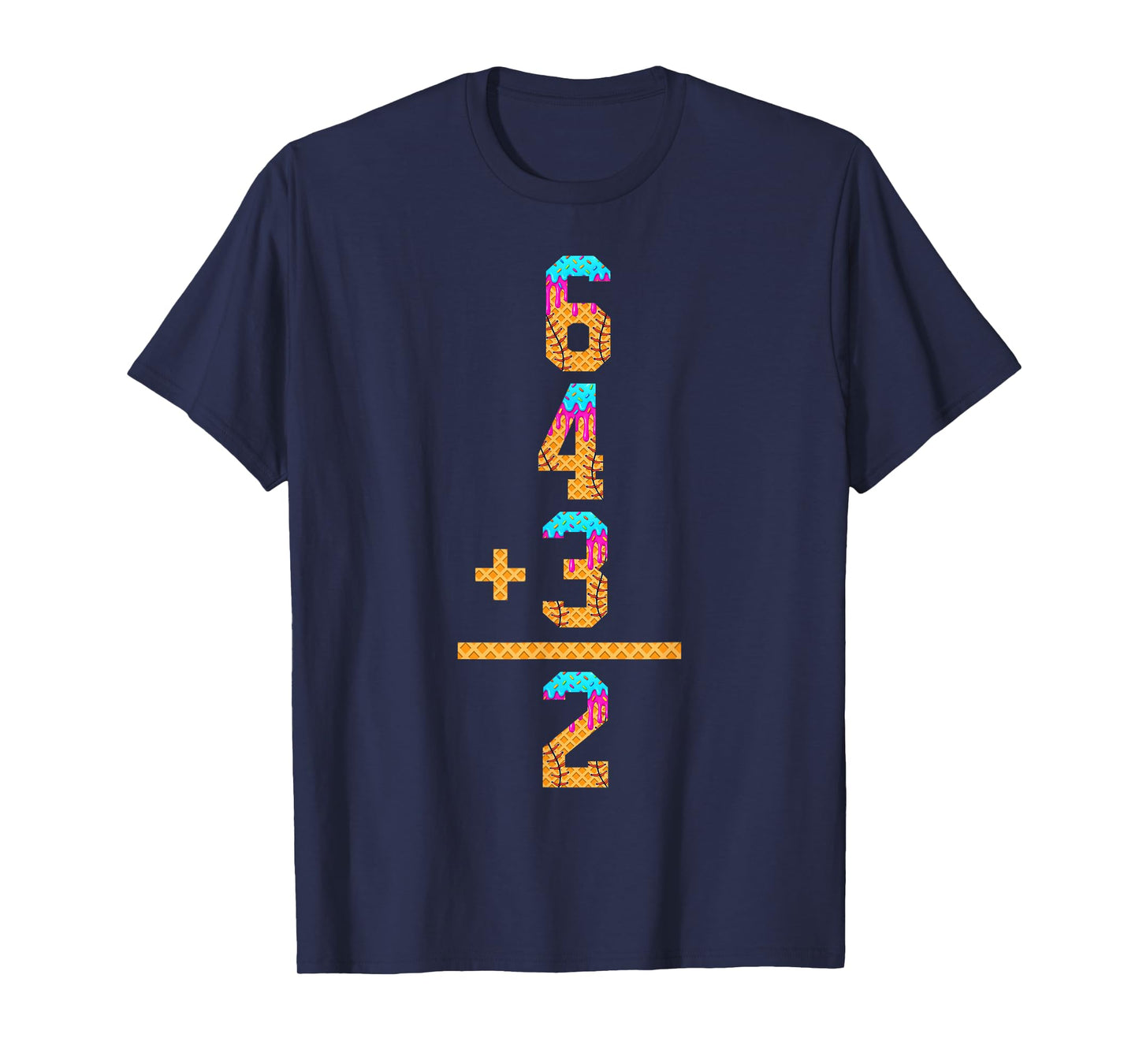 Baseball Ice Cream Drip Inspired Math 6 4 3 2 Double Play T-Shirt