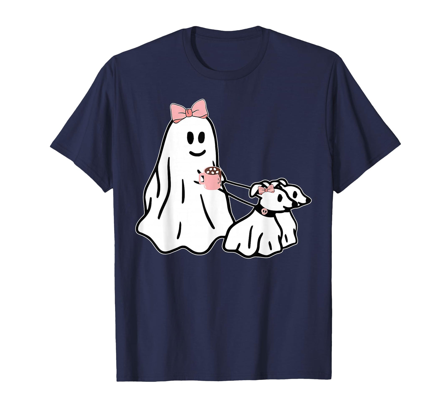 Funny Ghost Walking Dog Spooky Season Halloween Coquette T-Shirt