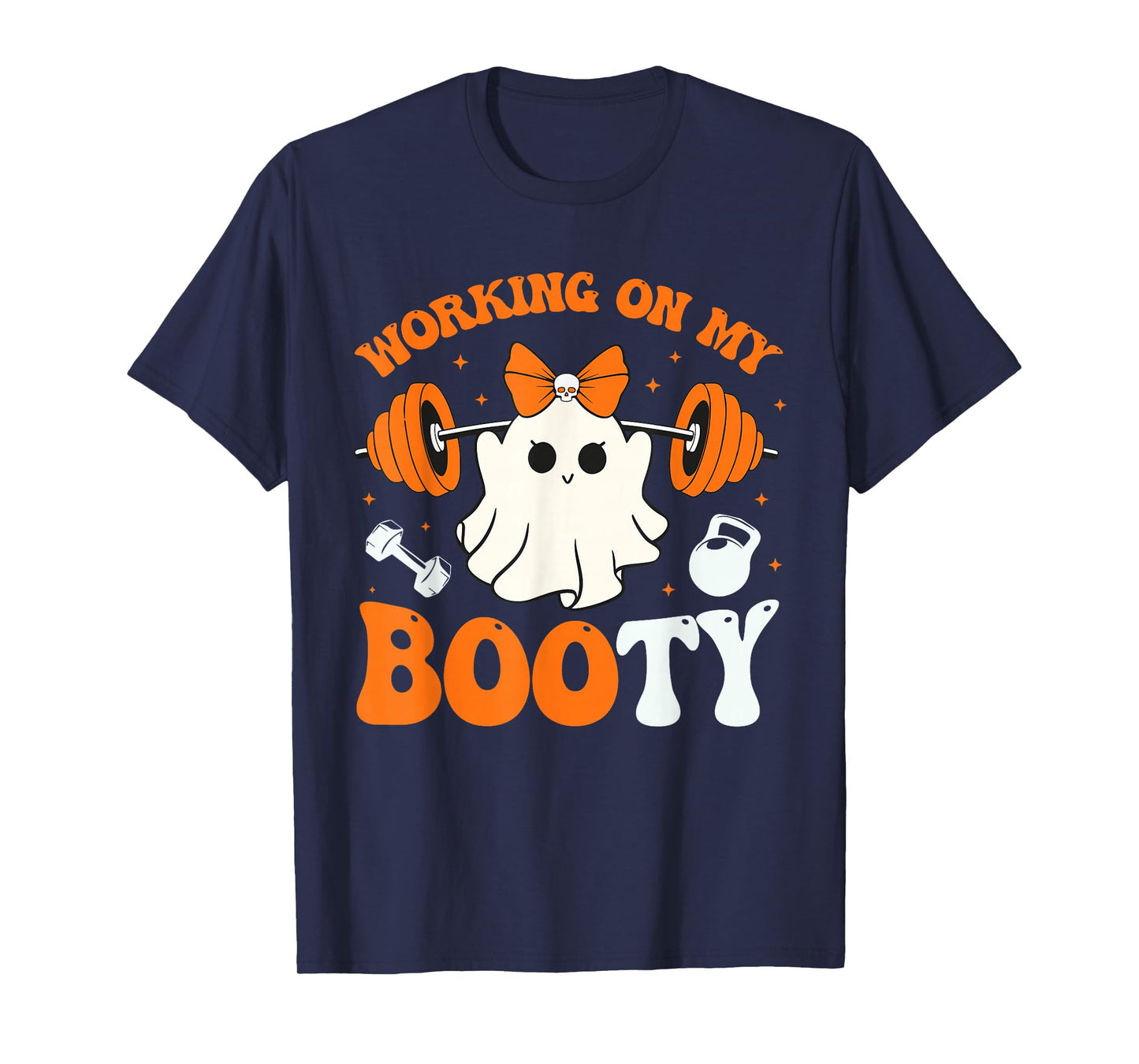 Funny Working On My Booty Ghost Boo Gym Ghost Pun Halloween T-Shirt