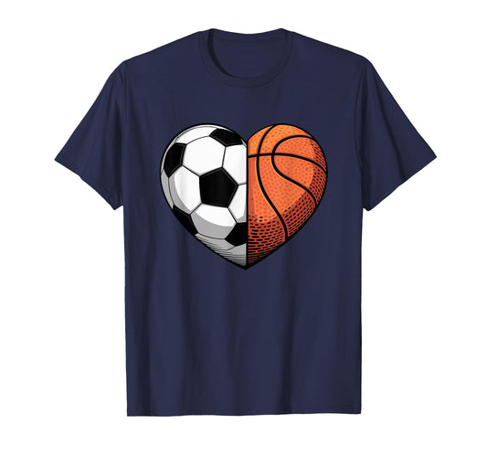 Soccer and Basketball Heart Sports T-Shirt