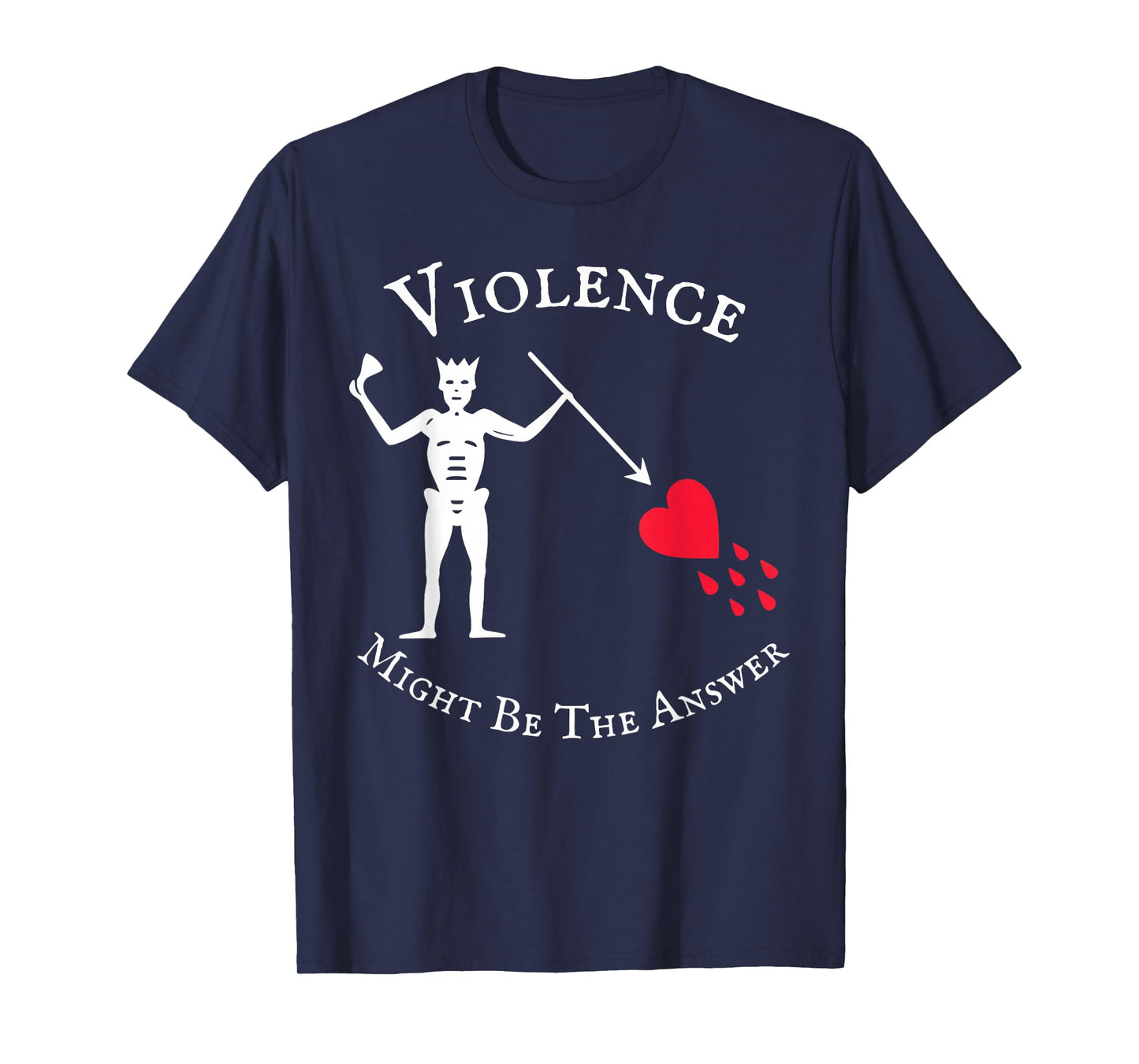 Violence Might Be The Answer Pirate Skull Retro Design T-Shirt