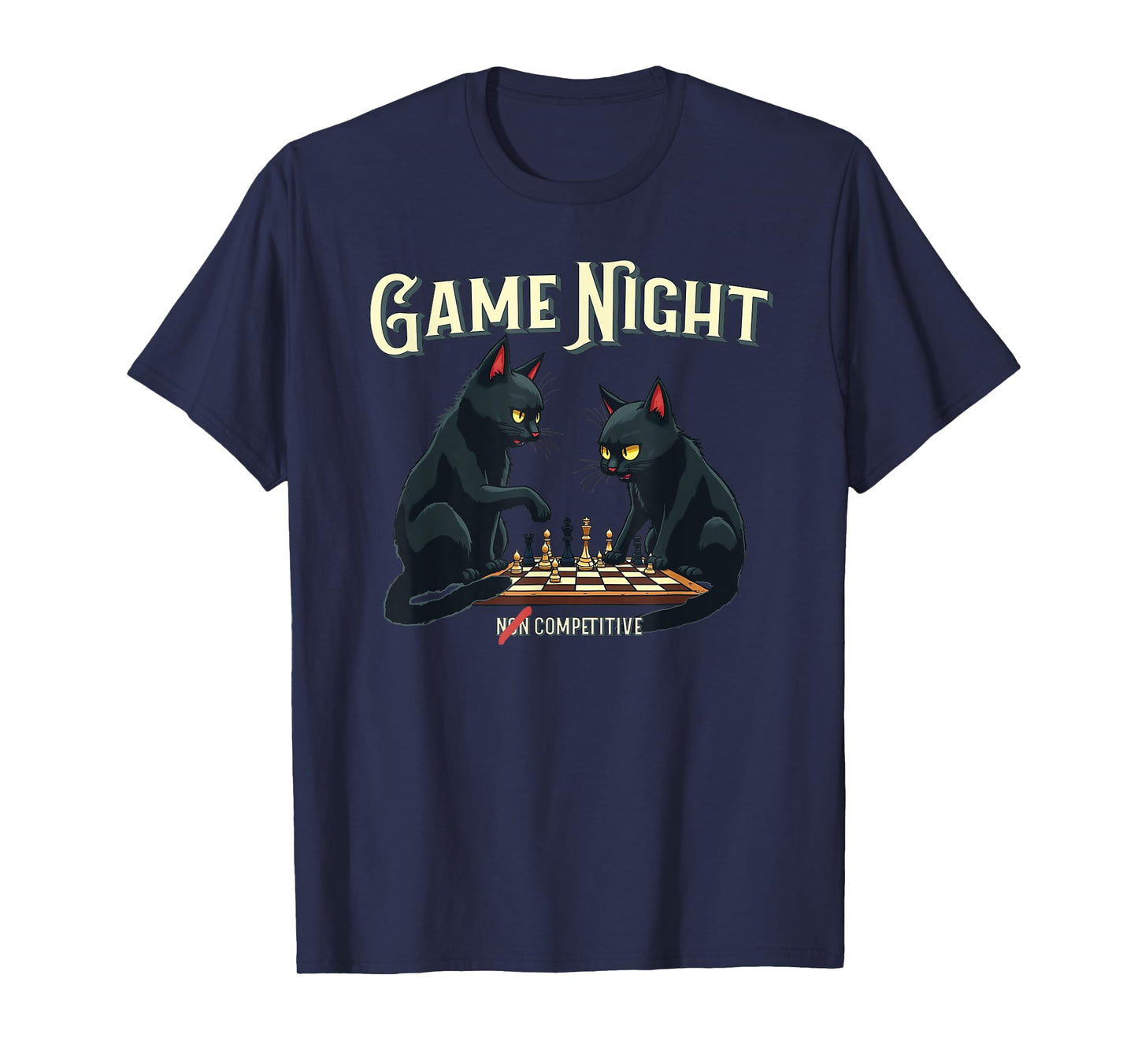 Funny Game Night Competitive Cats Playing Chess T-Shirt