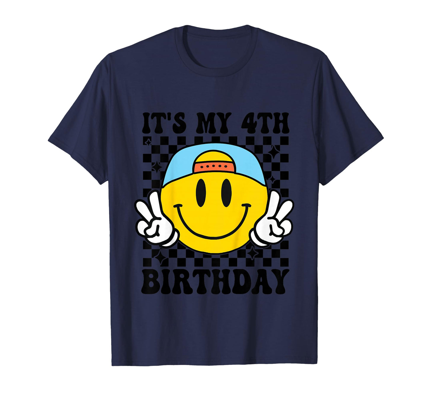 Its My 4th Birthday Smile face 4 Years Old Boys Girls T-Shirt