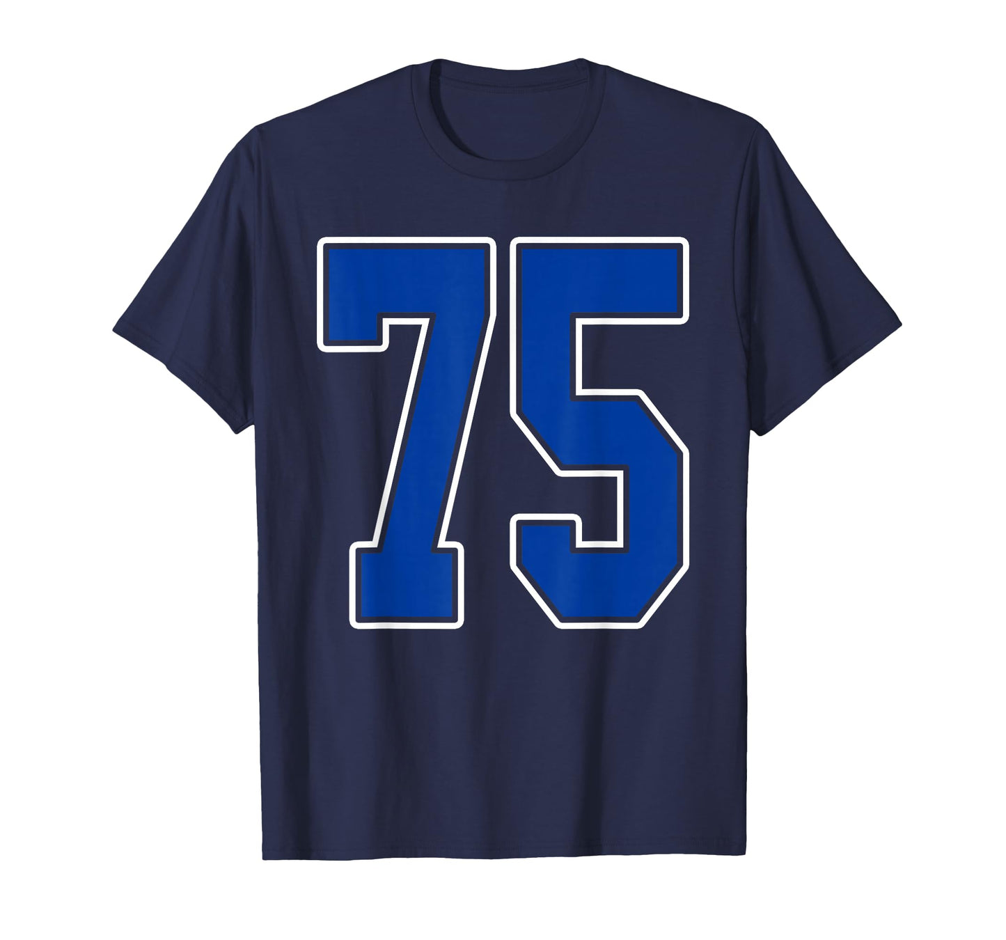 Royal Blue and White Number 75 Jersey Player Uniform #75 Fan T-Shirt