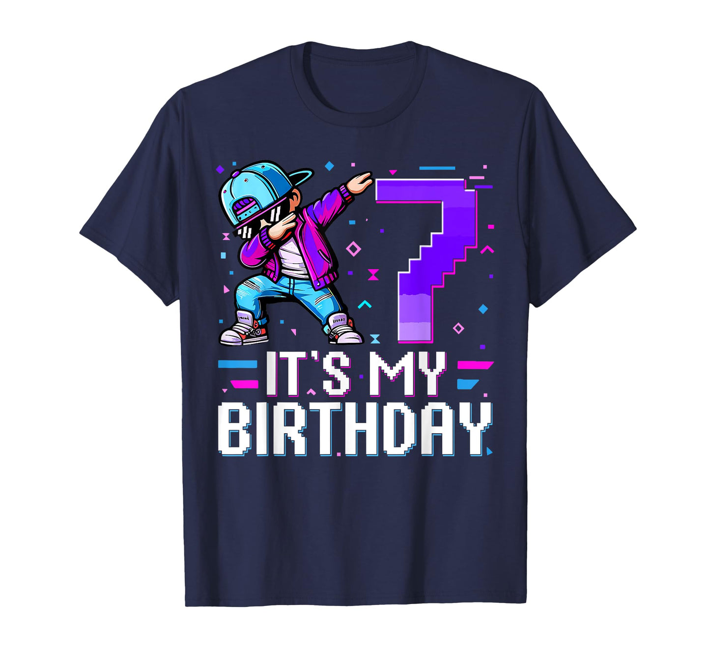 It's My Birthday 7th Birthday Boy Dabbing 7 Year Old Gaming T-Shirt