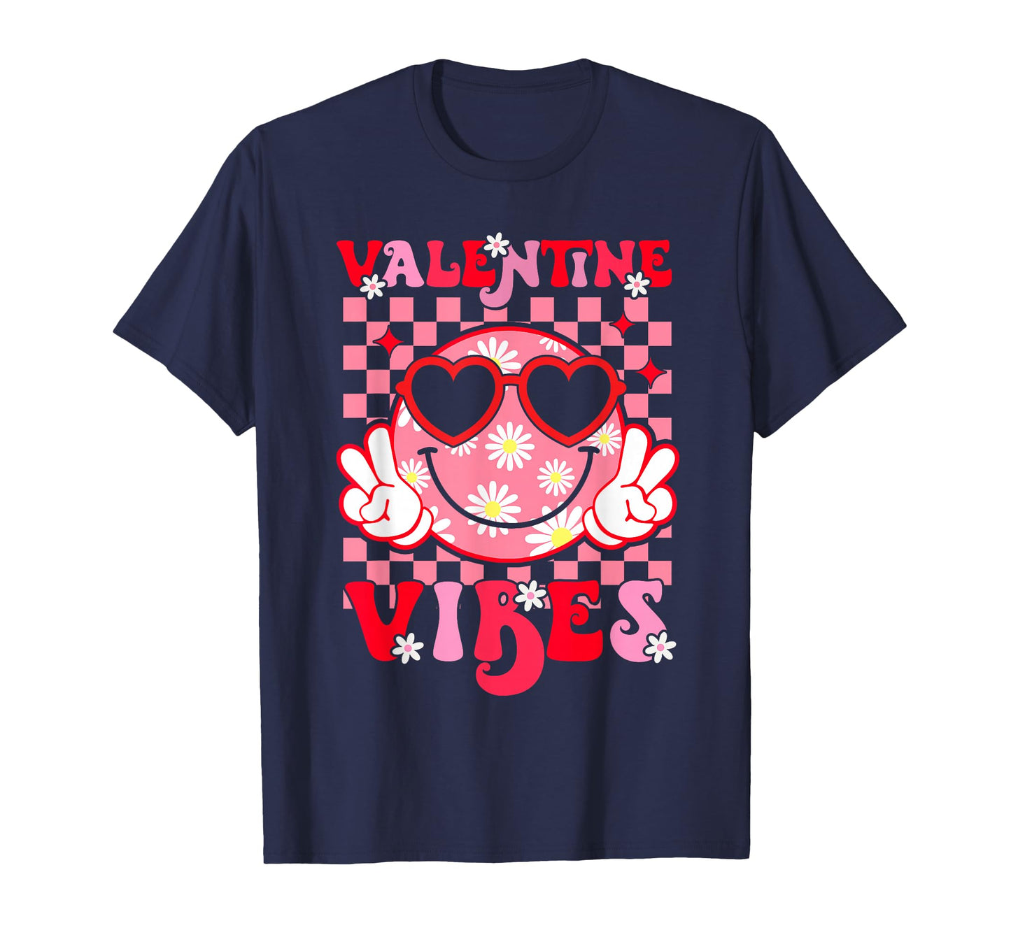 Girls Valentines Day Cute Smile Face Valentine Vibes Kids T-Shirt