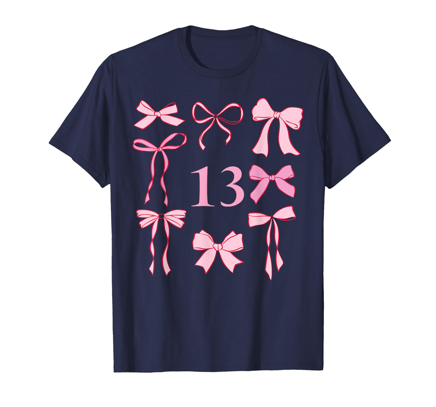 Hello Thirteen Coquette Preppy Pink Bow 13th Birthday Girl T-Shirt