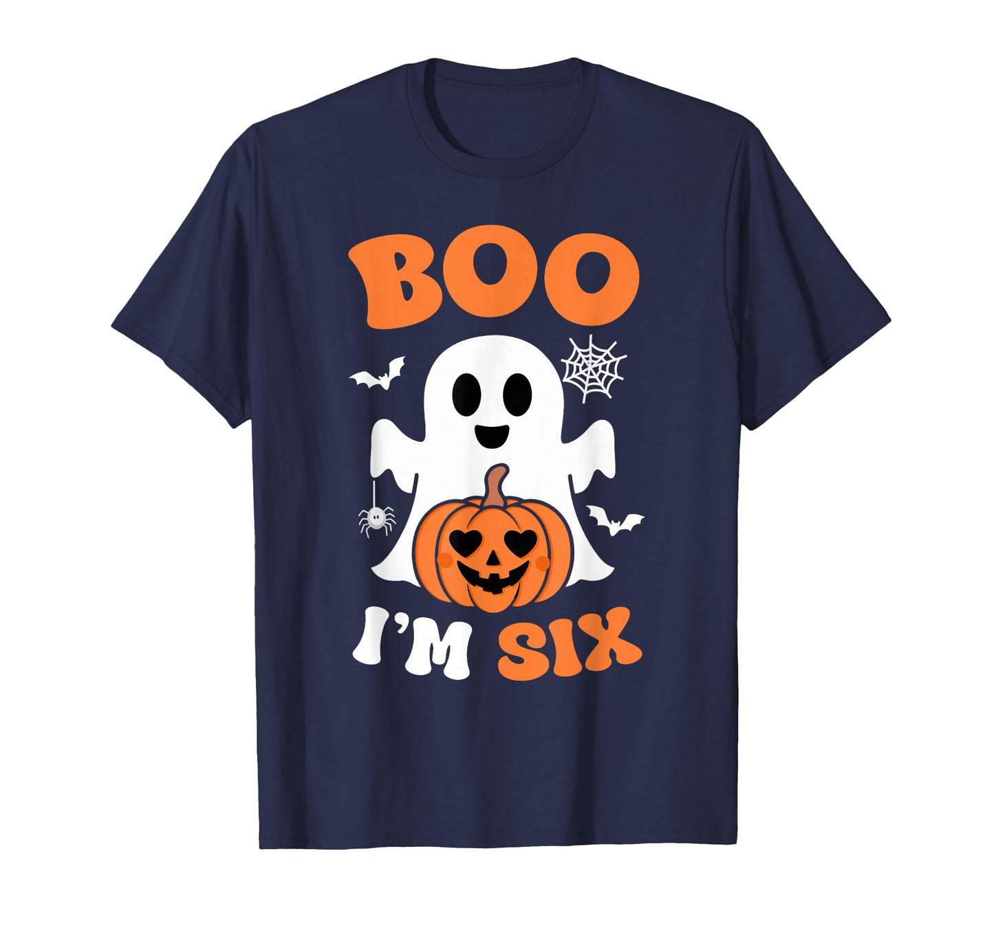 Ghost Boo I'm Six Year 6th Birthday Boys Halloween Groovy T-Shirt