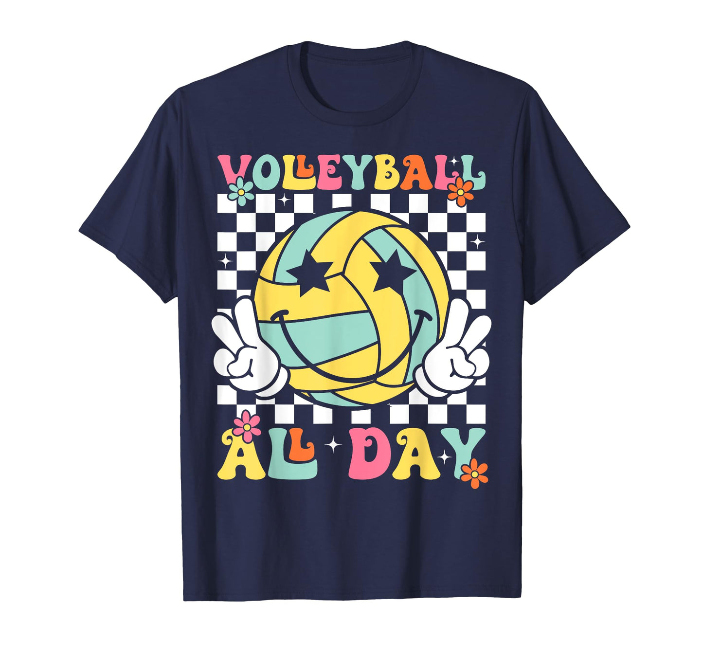 Retro Groovy Volleyball Girl Women Volleyball All Day T-Shirt