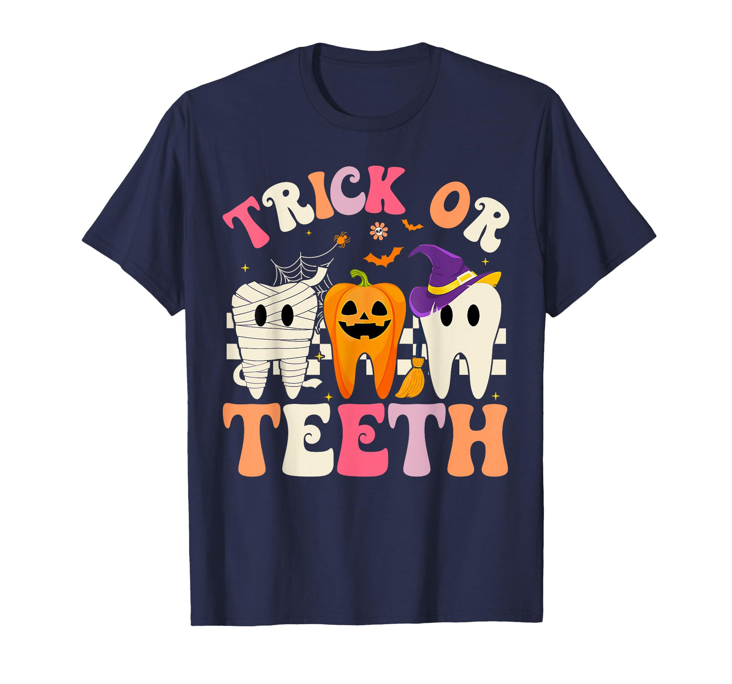 Halloween Dental Funny Teeth Groovy Dentist Hygienist T-Shirt