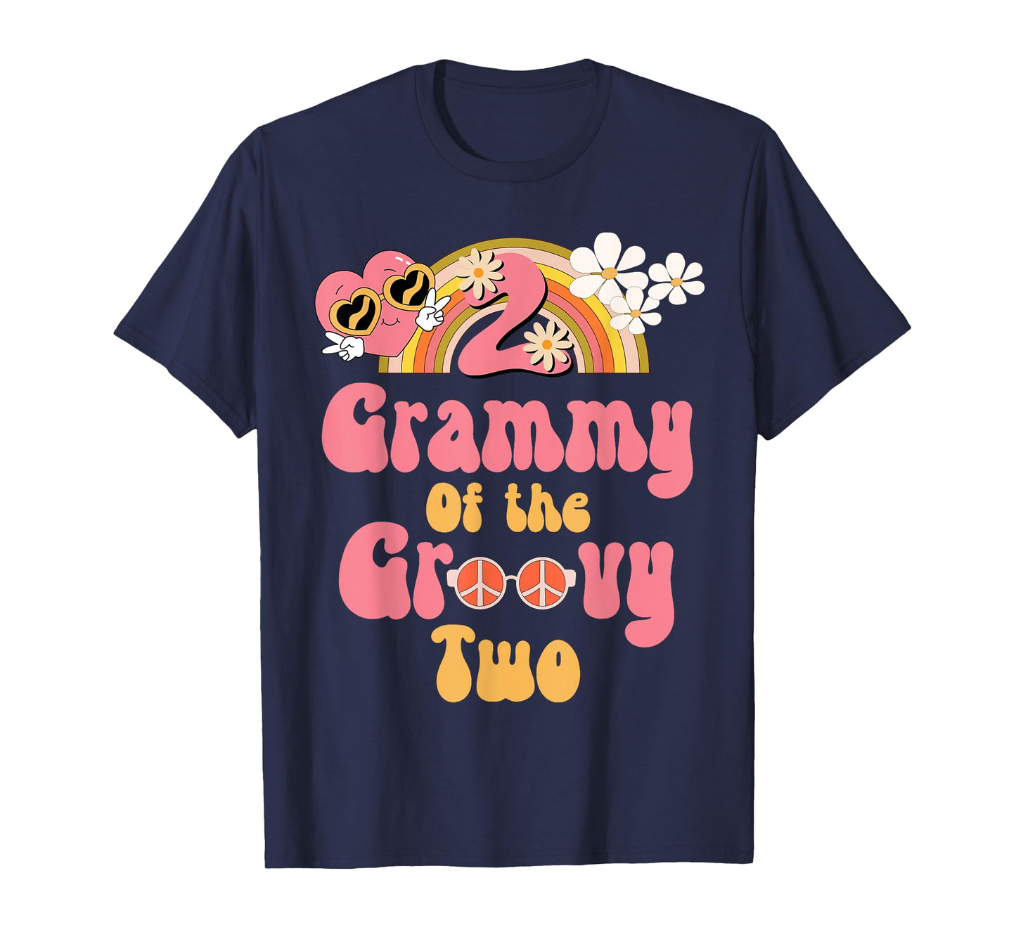 Grammy of the Groovy Two peace sign retro birthday matching T-Shirt