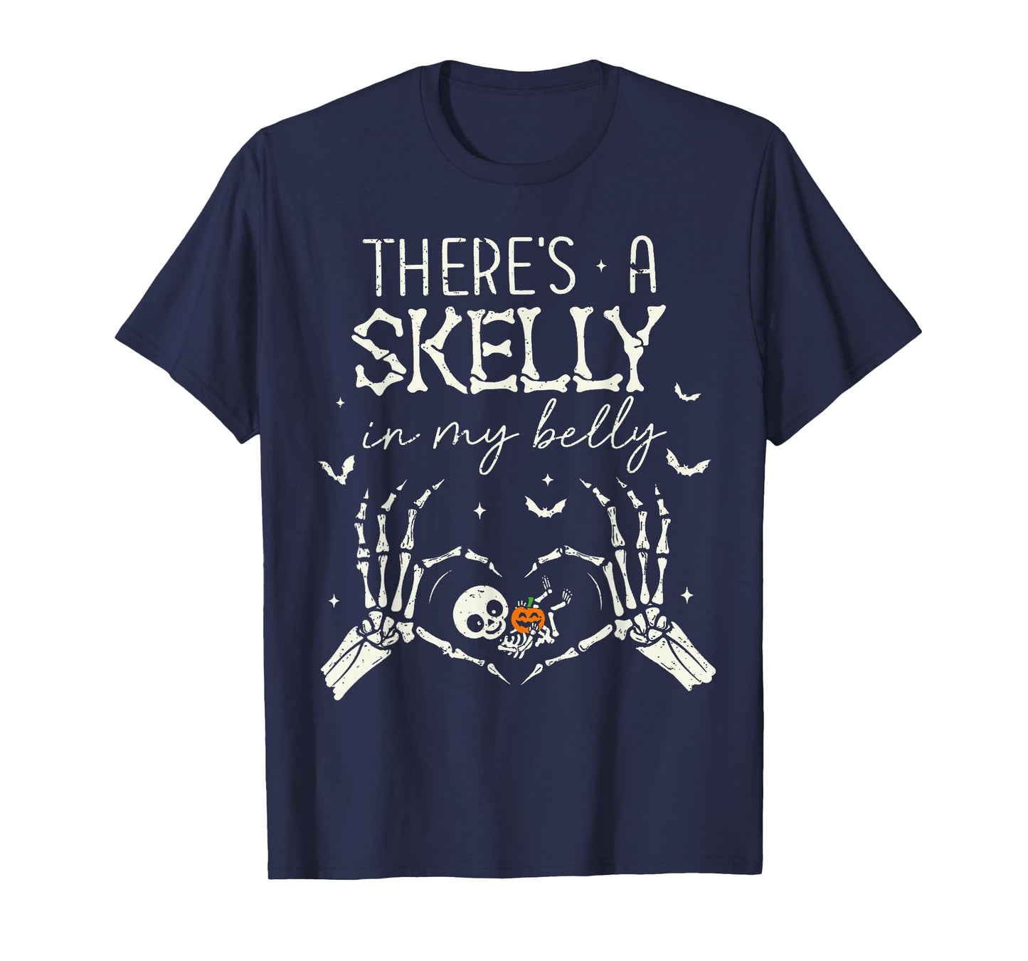 There's A Skelly in My Belly Funny Halloween Pregnancy Women T-Shirt