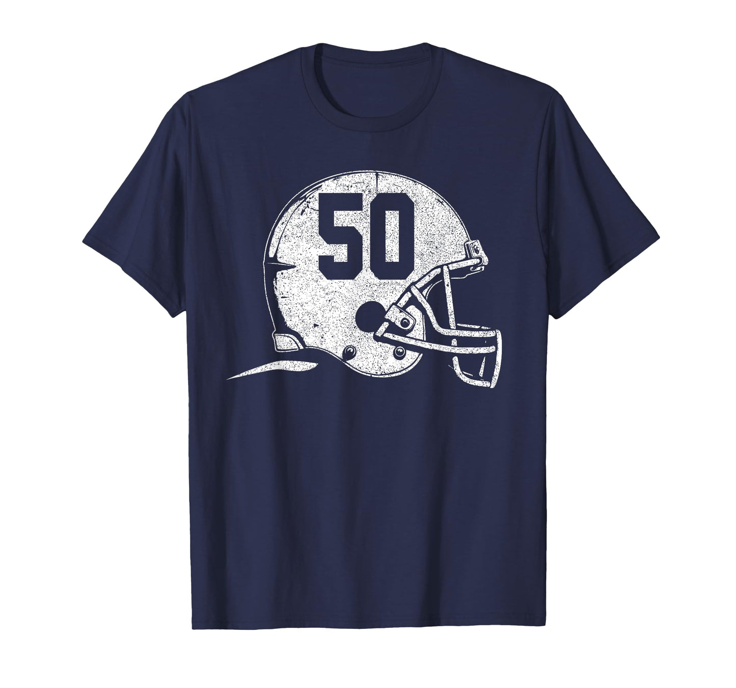 Number 50 Football Helmet Player Fun Number T-Shirt