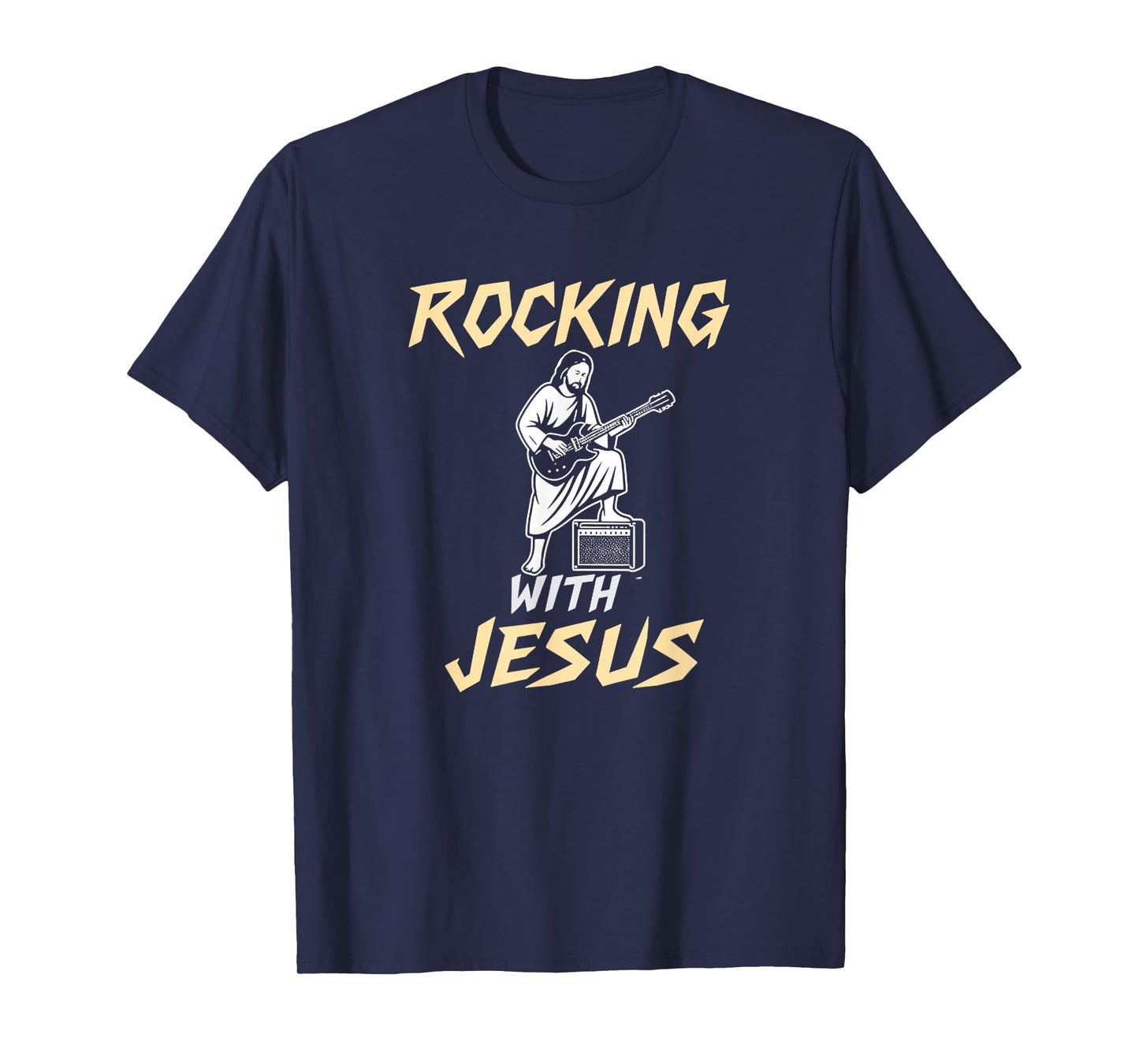 Rocking with Jesus Funny Meme Music Bible Verse Faith T-Shirt