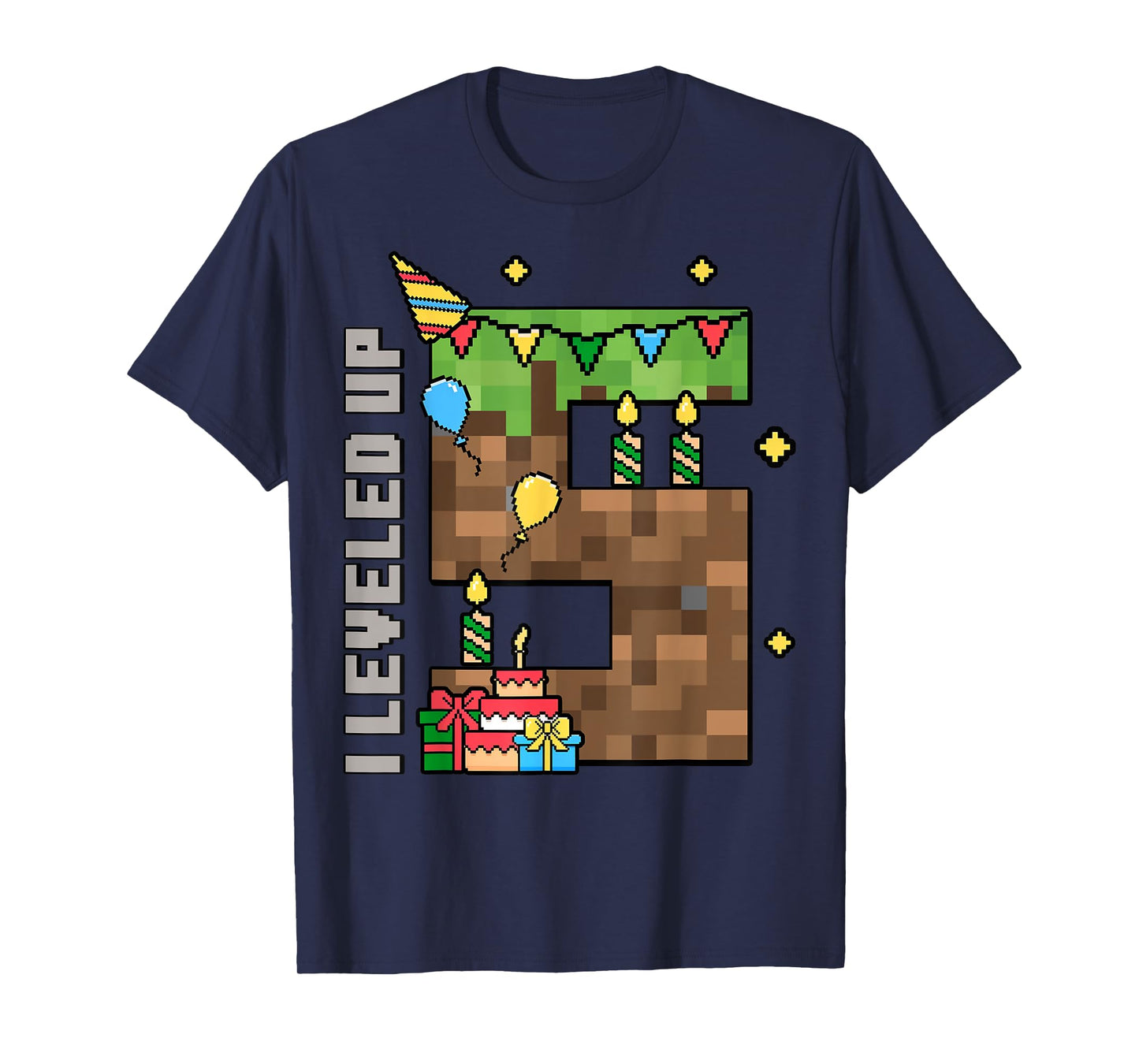 5th Birthday Boy I Leveled Up 5 Pixel Birthday Gamer T-Shirt