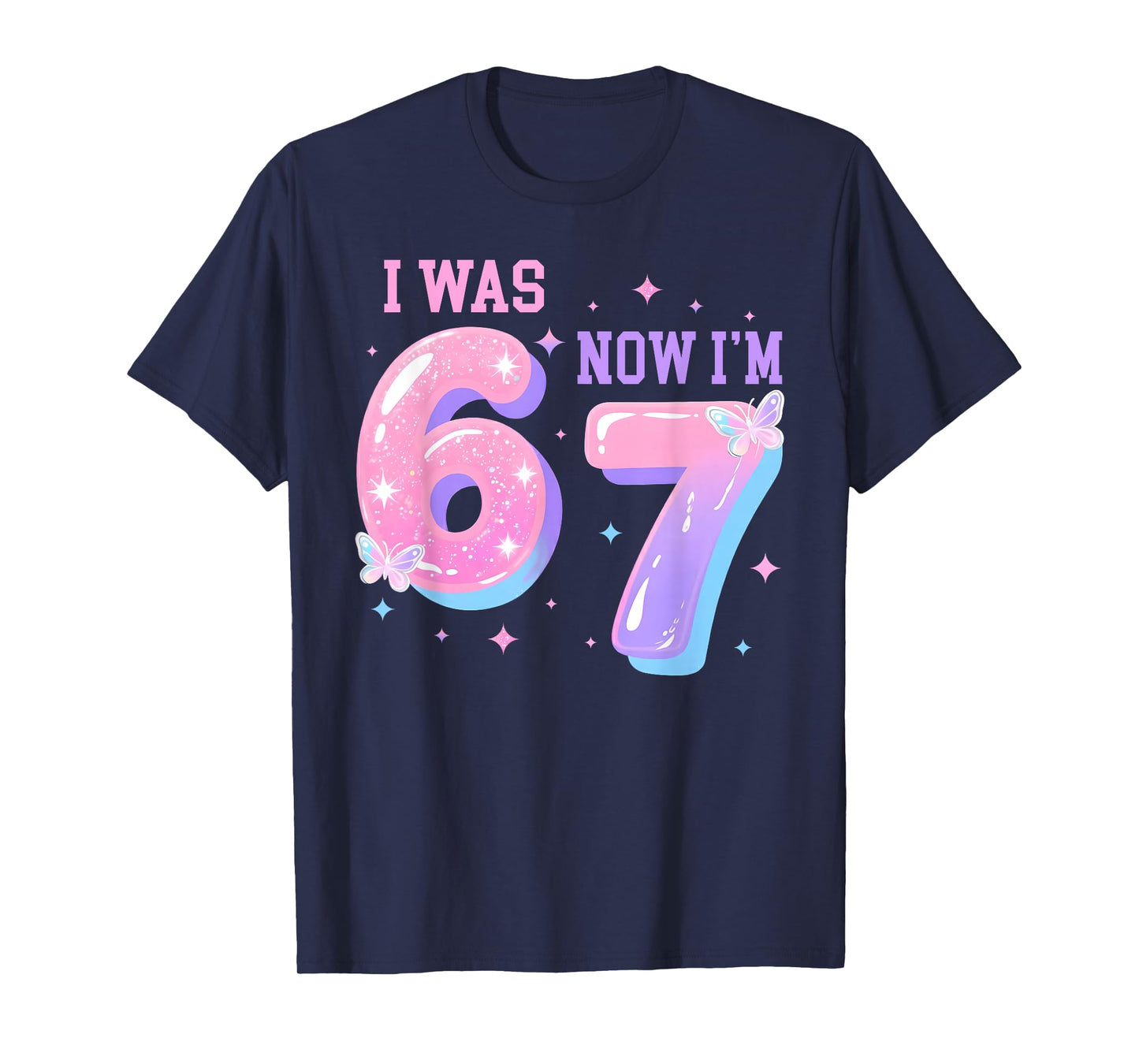 7 Year Old Birthday I was 6 Now I'm 7 67 Groovy 7th Birthday T-Shirt