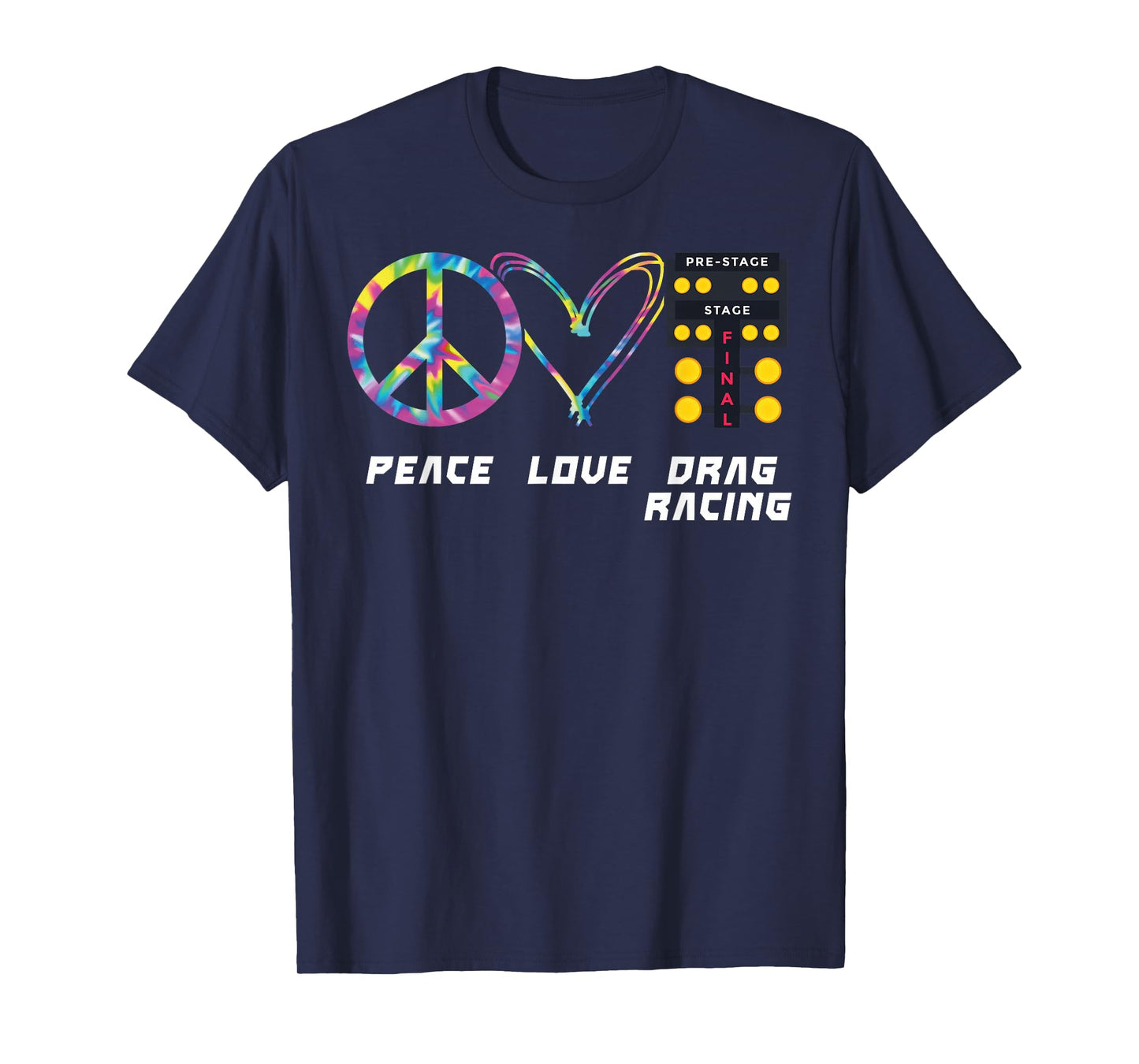 Drag Racing Race Car Girl Retro Tie Dye Peace Love Drag T-Shirt