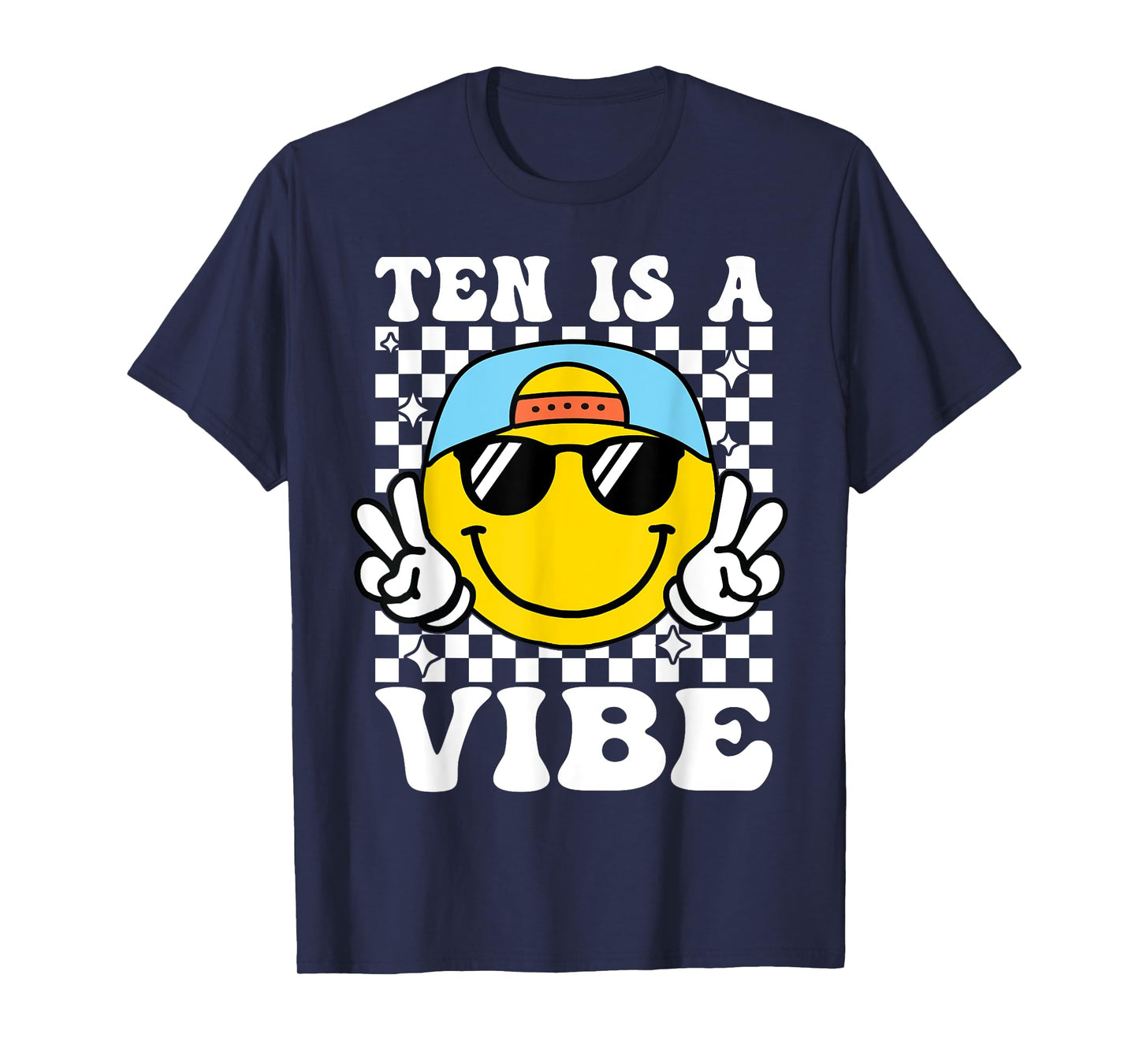 Ten Is A Vibe 10th Birthday Groovy Boys Girls 10 Years Old T-Shirt