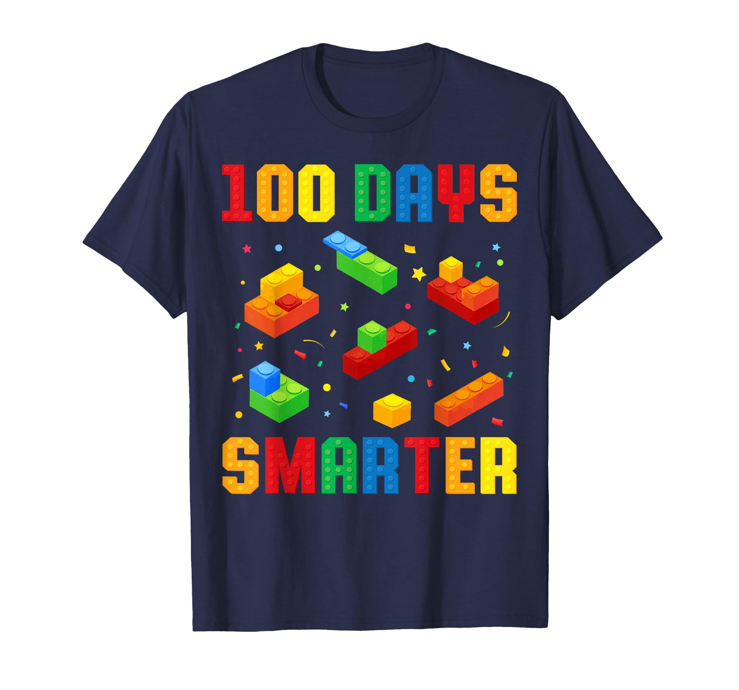 100 Days Smarter Building Blocks 100th Day of School Boys T-Shirt