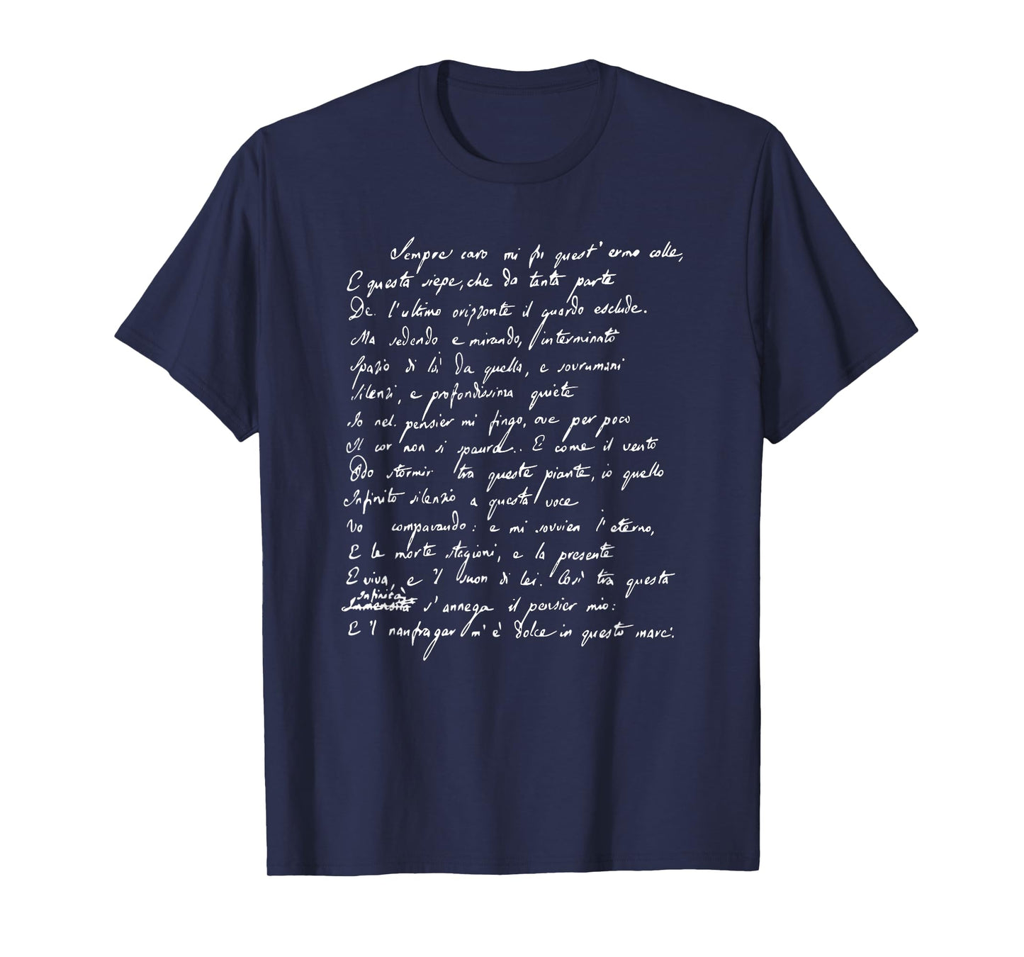 Poetry Giacomo Leopardi Poem L'Infinito Italian Poet T-Shirt