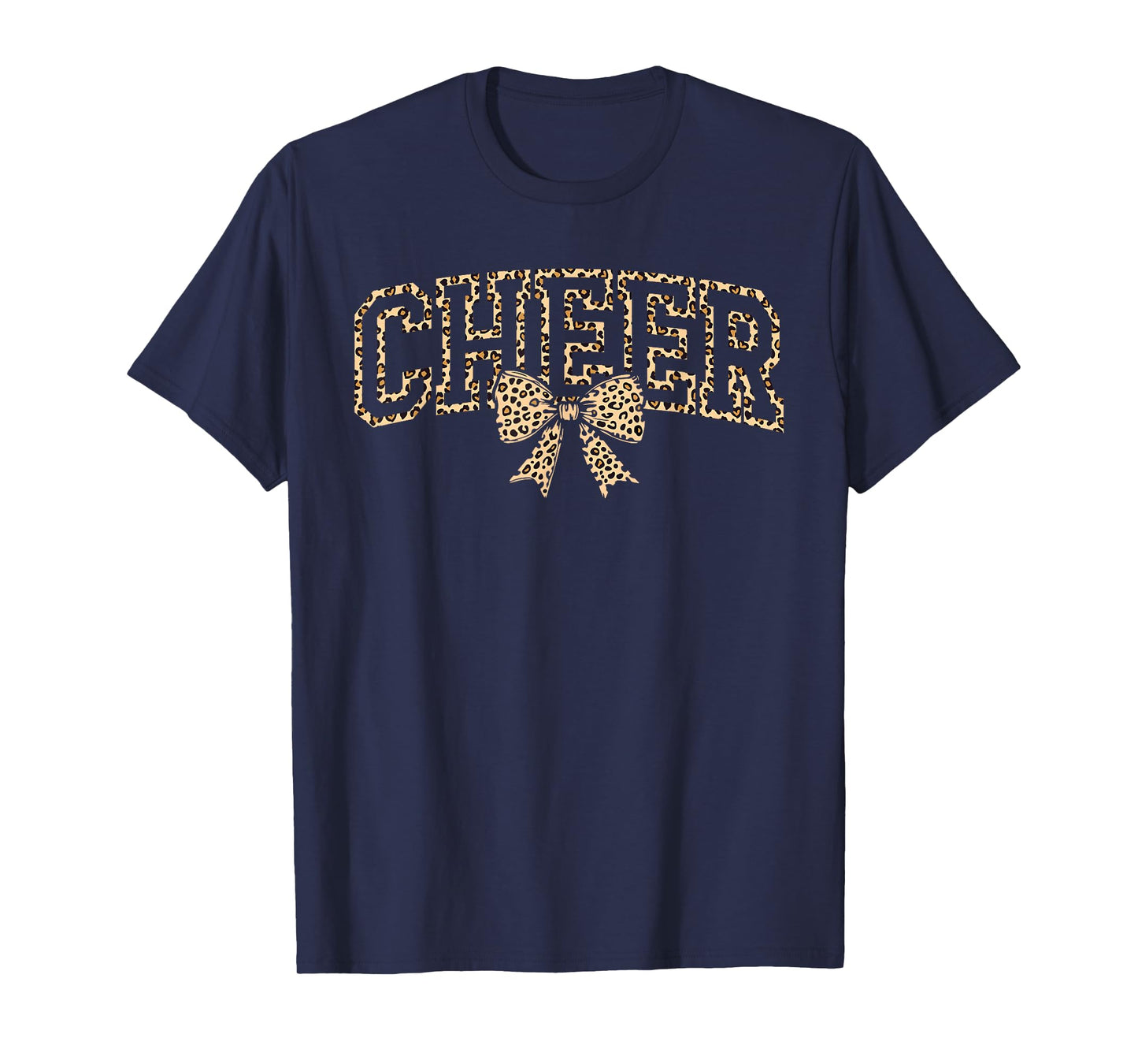 Cheer Coquette Bow Leopard Cheerleader Mom Cheerleading T-Shirt