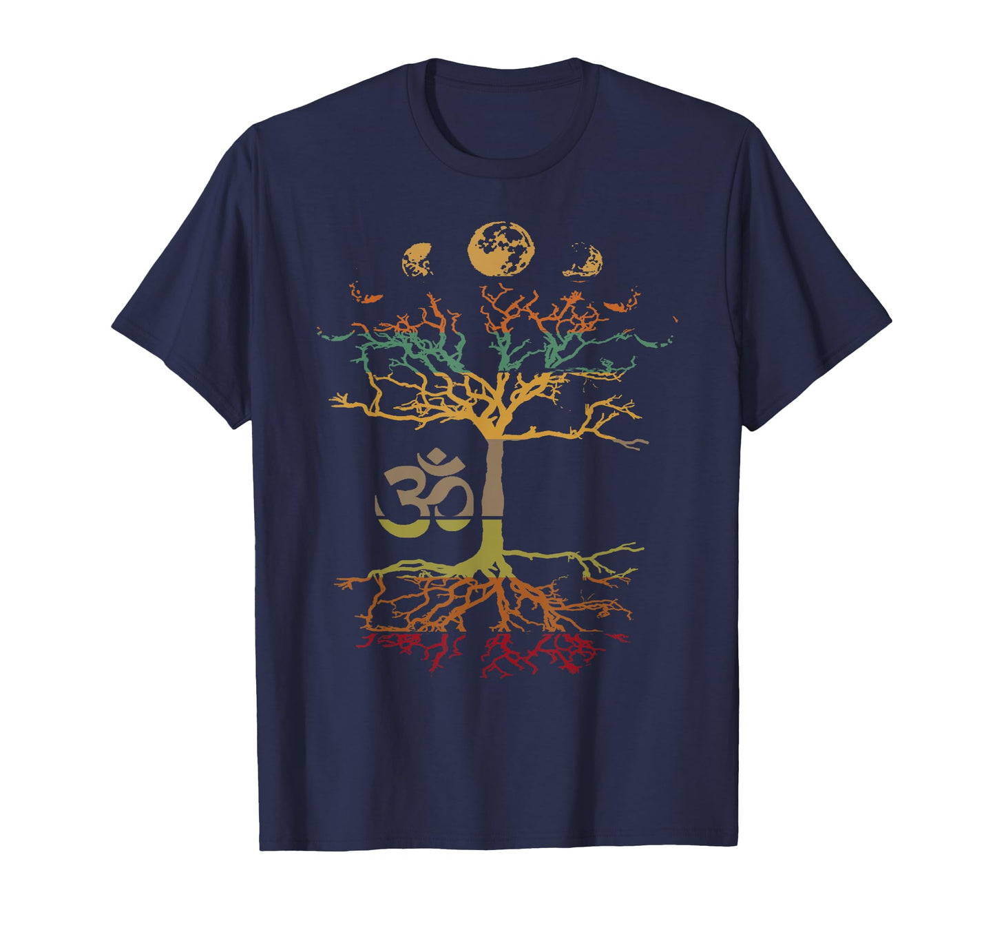 Phases of the Moon Tree of Life Vintage Retro Om Mindfulness T-Shirt