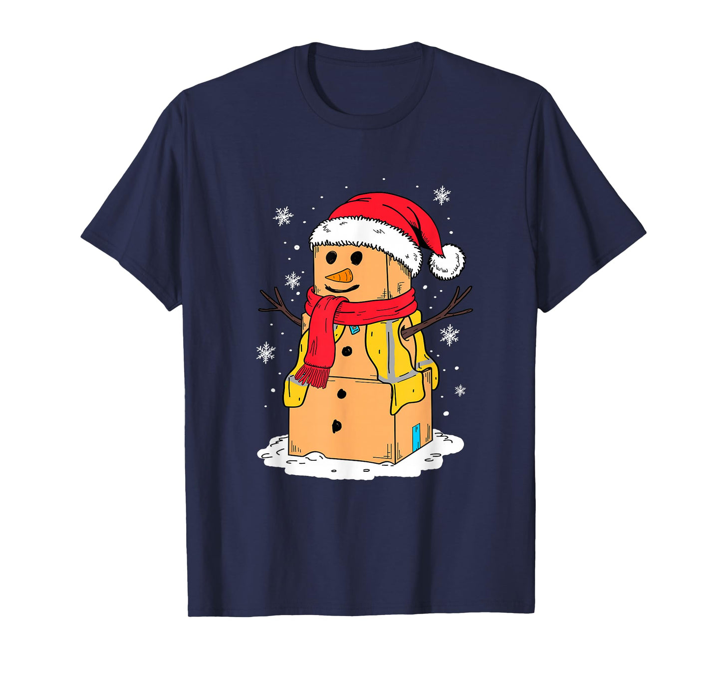 Christmas Coworker Swagazon Associate Cardboard Box Snowman T-Shirt