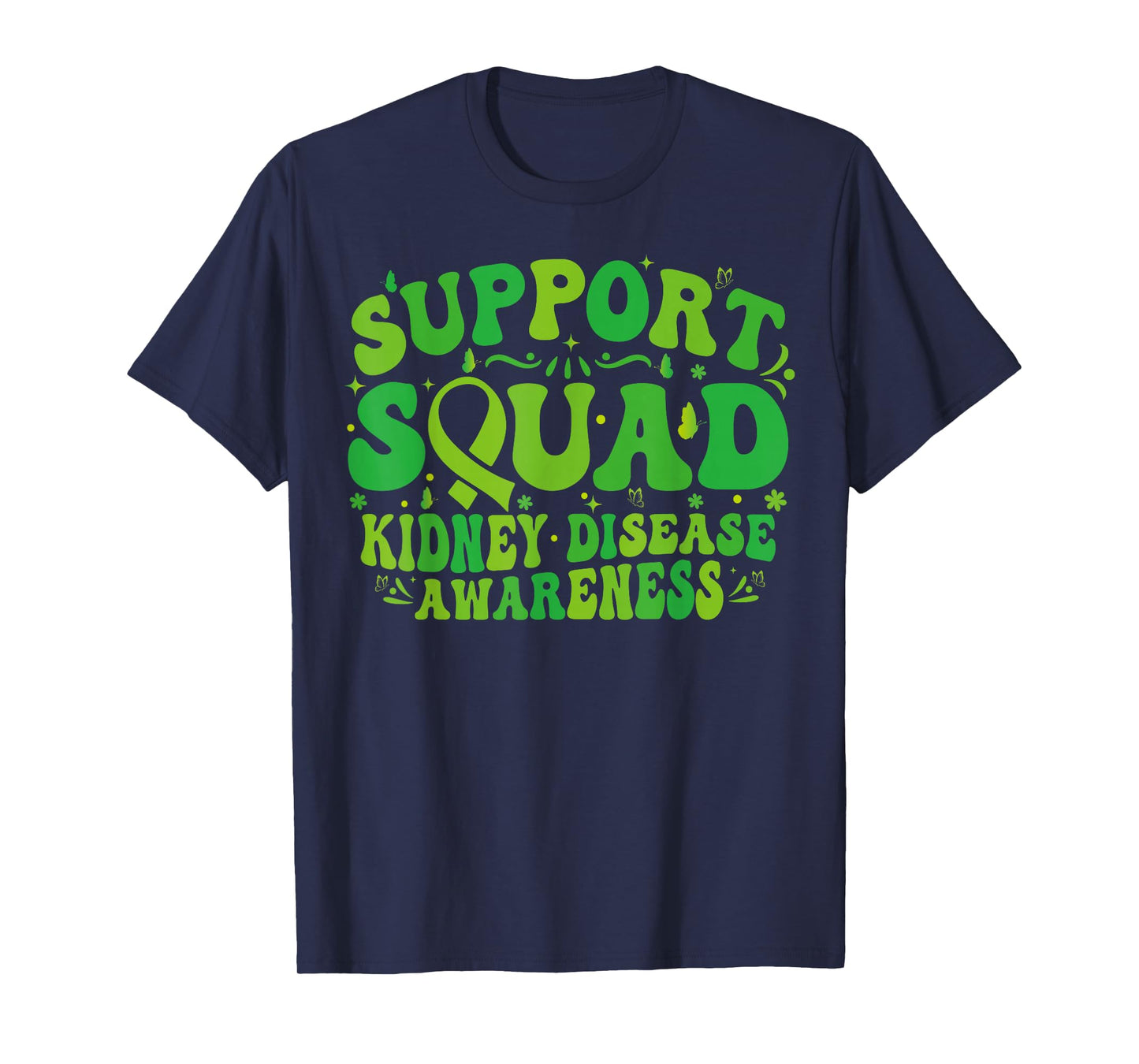 Support Squad Green Ribbon Butterfly PKD Kidney Disease T-Shirt