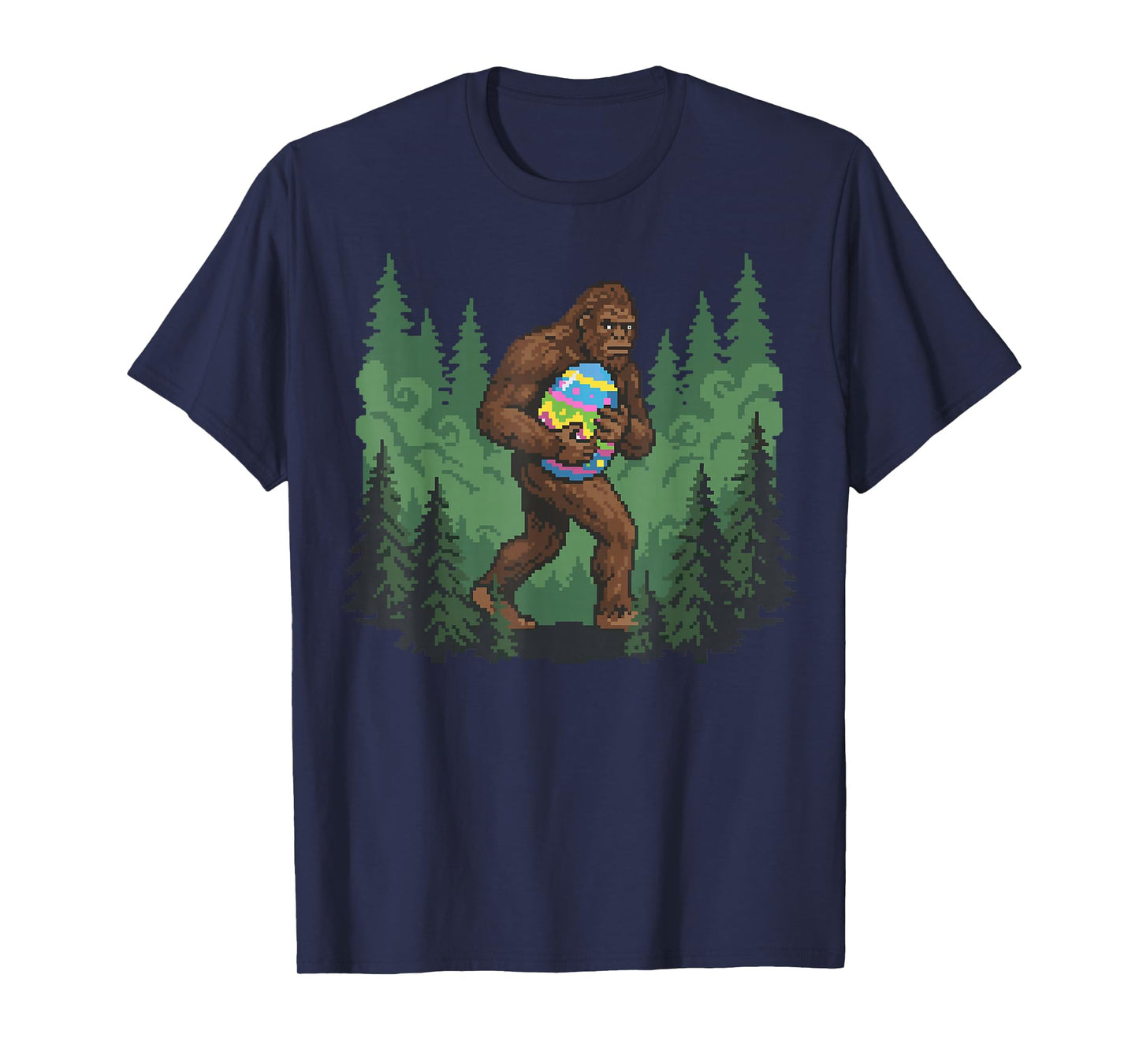 Bigfoot Easter Bunny Sasquatch Egg Hunt Funny Pixel Art T-Shirt