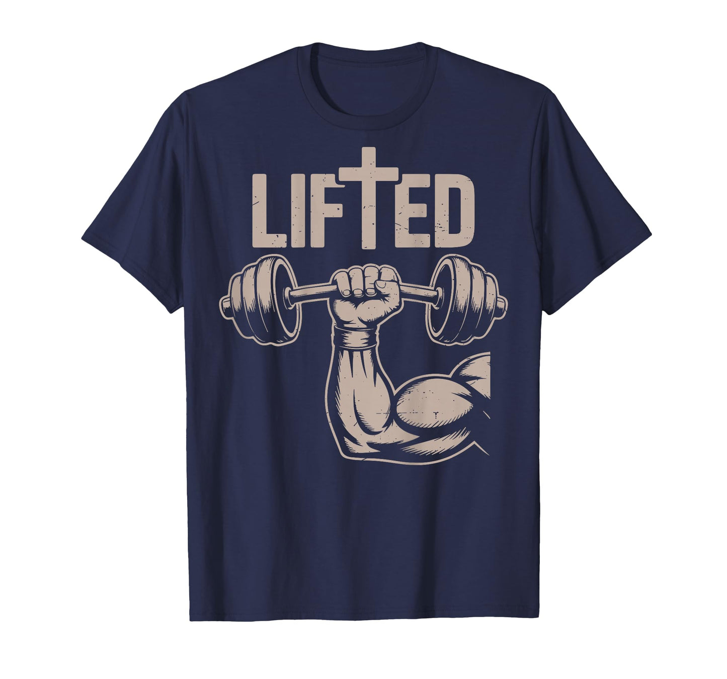 Lifted Funny Christian Workout Gym Jesus Weightlifting Cross T-Shirt