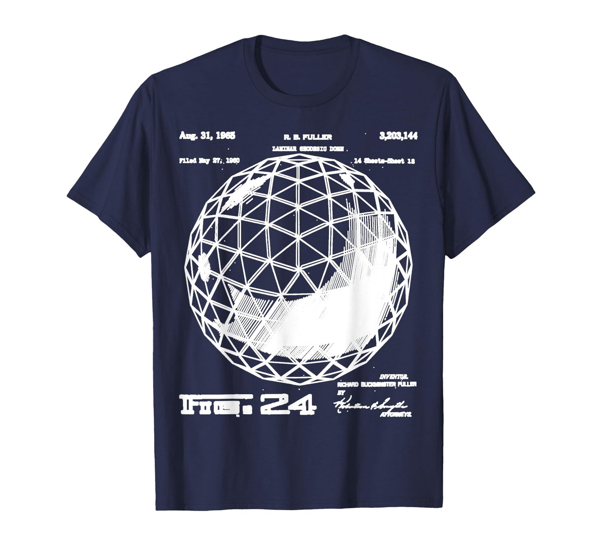 Buckminster Fuller Geodesic Patent Engineering Science Math T-Shirt