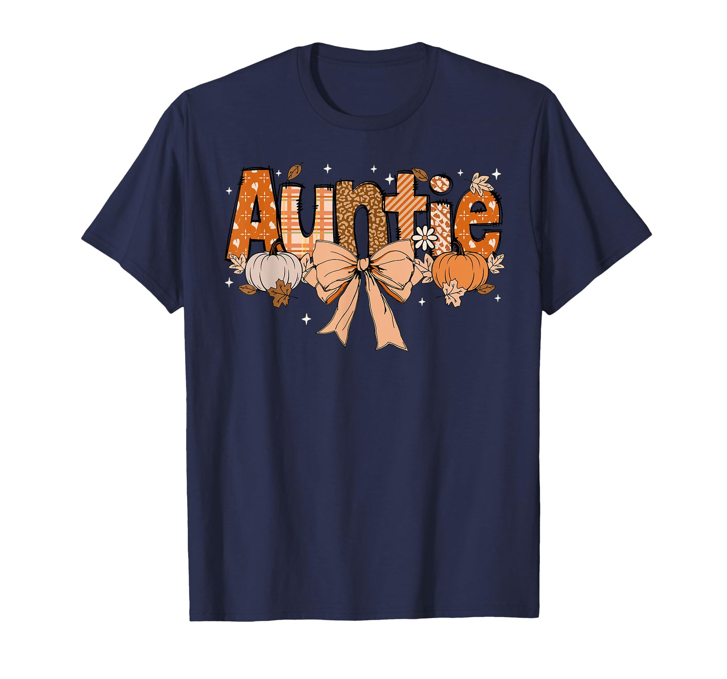 Auntie Pumpkin Fall Coquette Bow Thanksgiving Mom Women T-Shirt