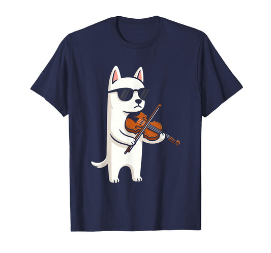 Funny Violinist - Dog Wearing Sunglasses Playing Violin T-Shirt