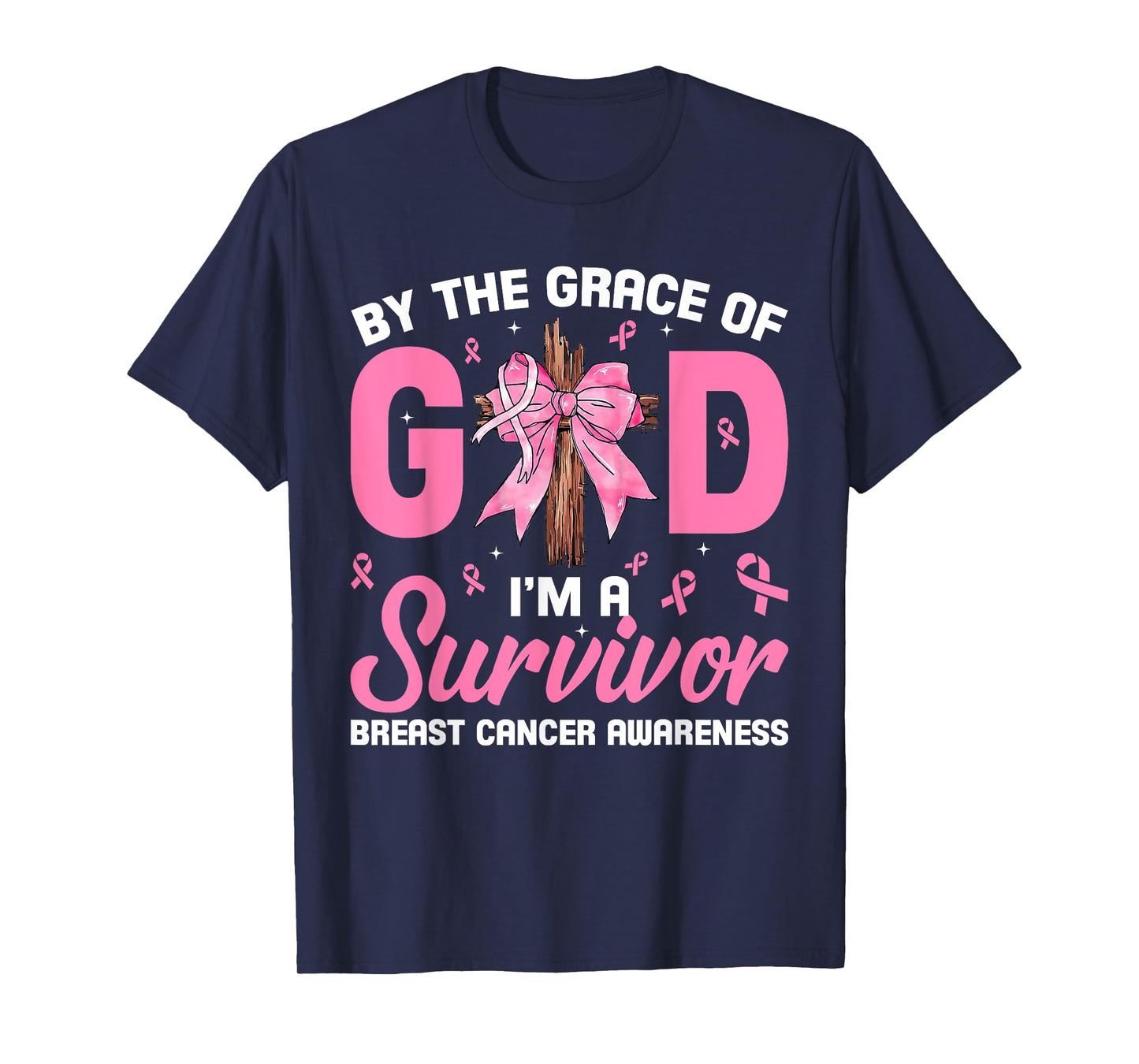 by The Grace of God Survivor Breast Cancer Awareness Gift T-Shirt