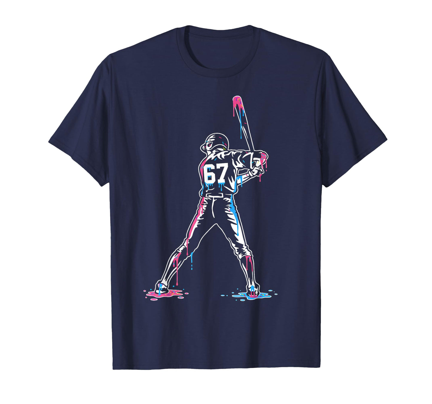 Baseball Ice Cream Drip 67 Boys and Girls Batter Game Day T-Shirt